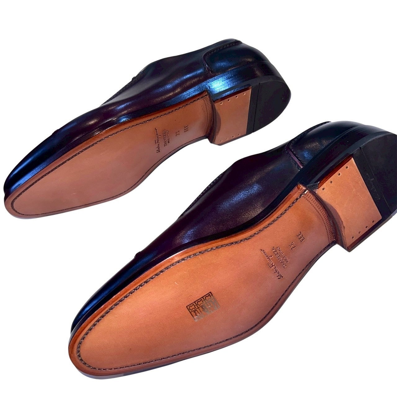 33万 新品 FERRAGAMO (最高峰)TRAMEZZA オックスフォード レザーシューズ 茶 7.5EEE