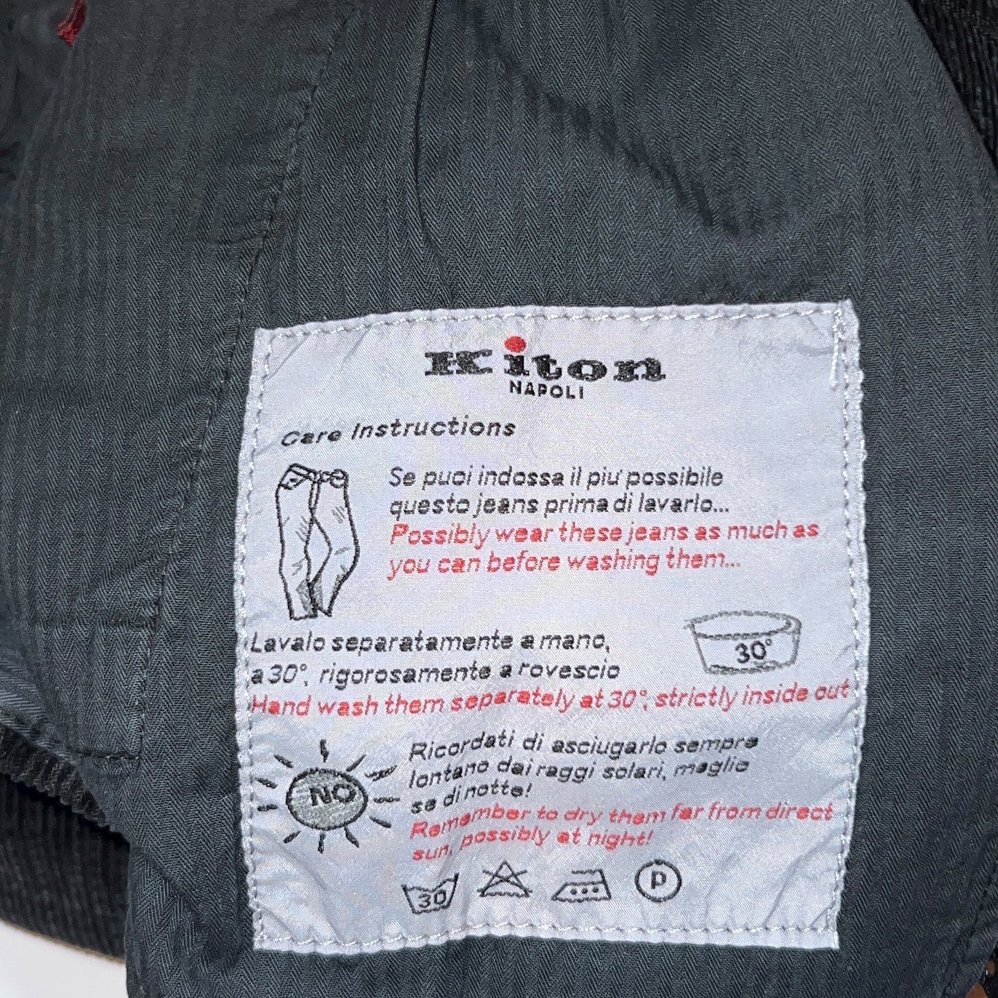 22万 新品 Kiton 総手縫い コーデュロイ パンツ 黒グレー 32