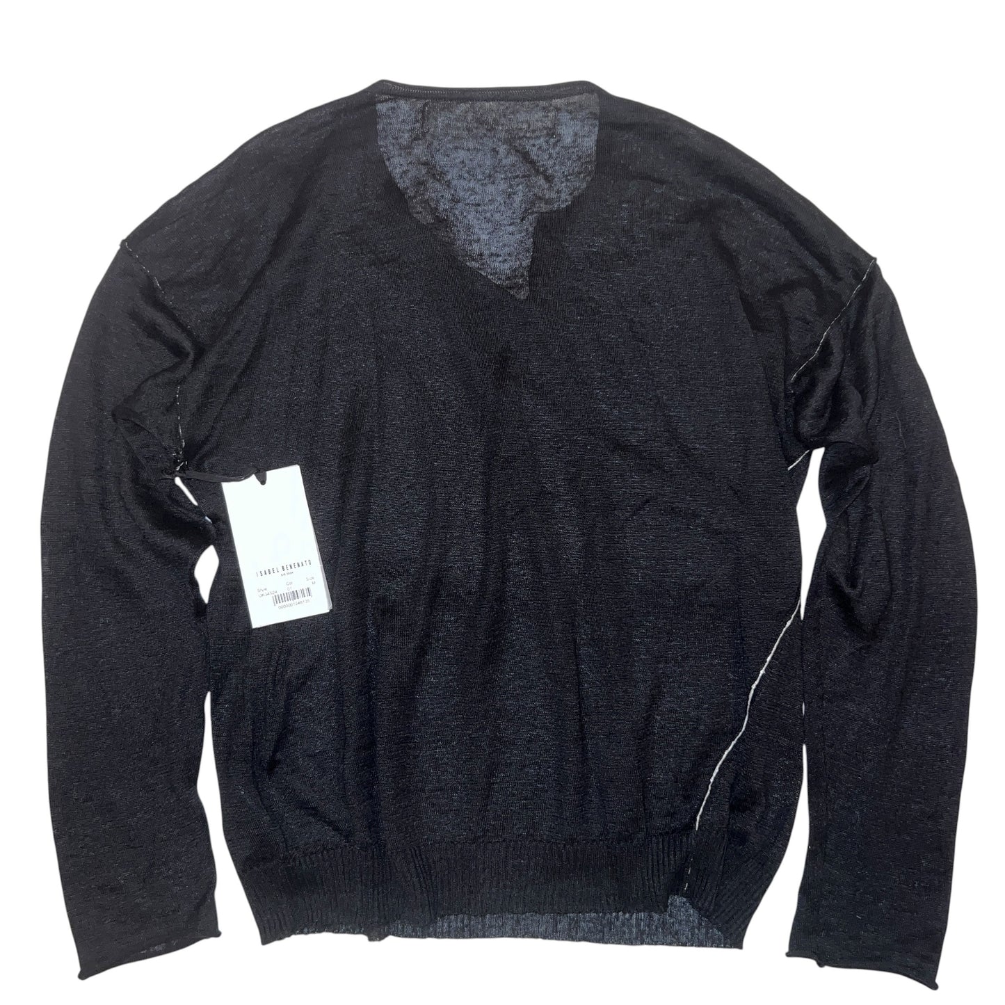 9万 新品 ISABEL BENENATO ITALY 麻 ヘンリー ニット 黒