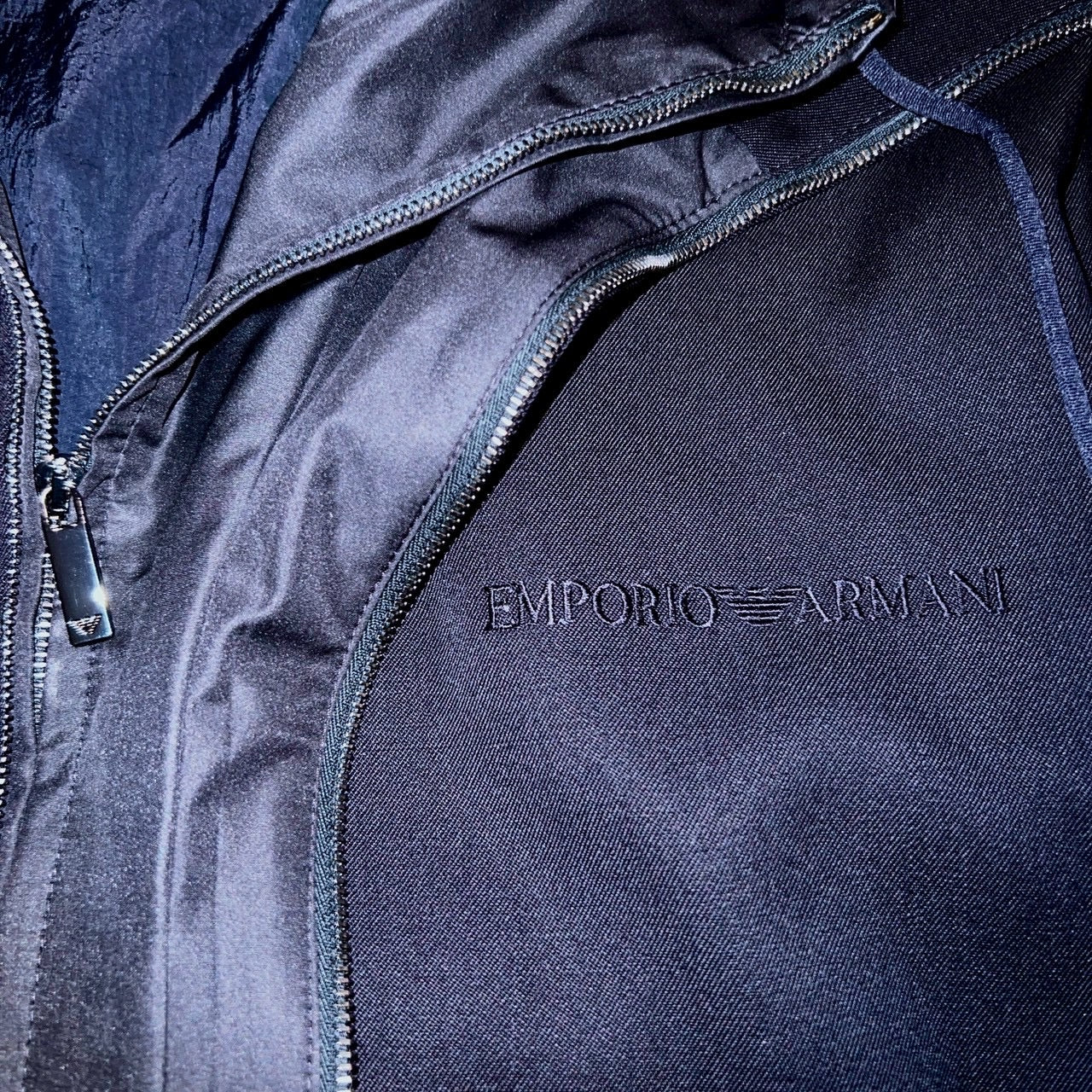 21万 新品 E.ARMANI バージンウール100% 異素材 ウインドブルゾン