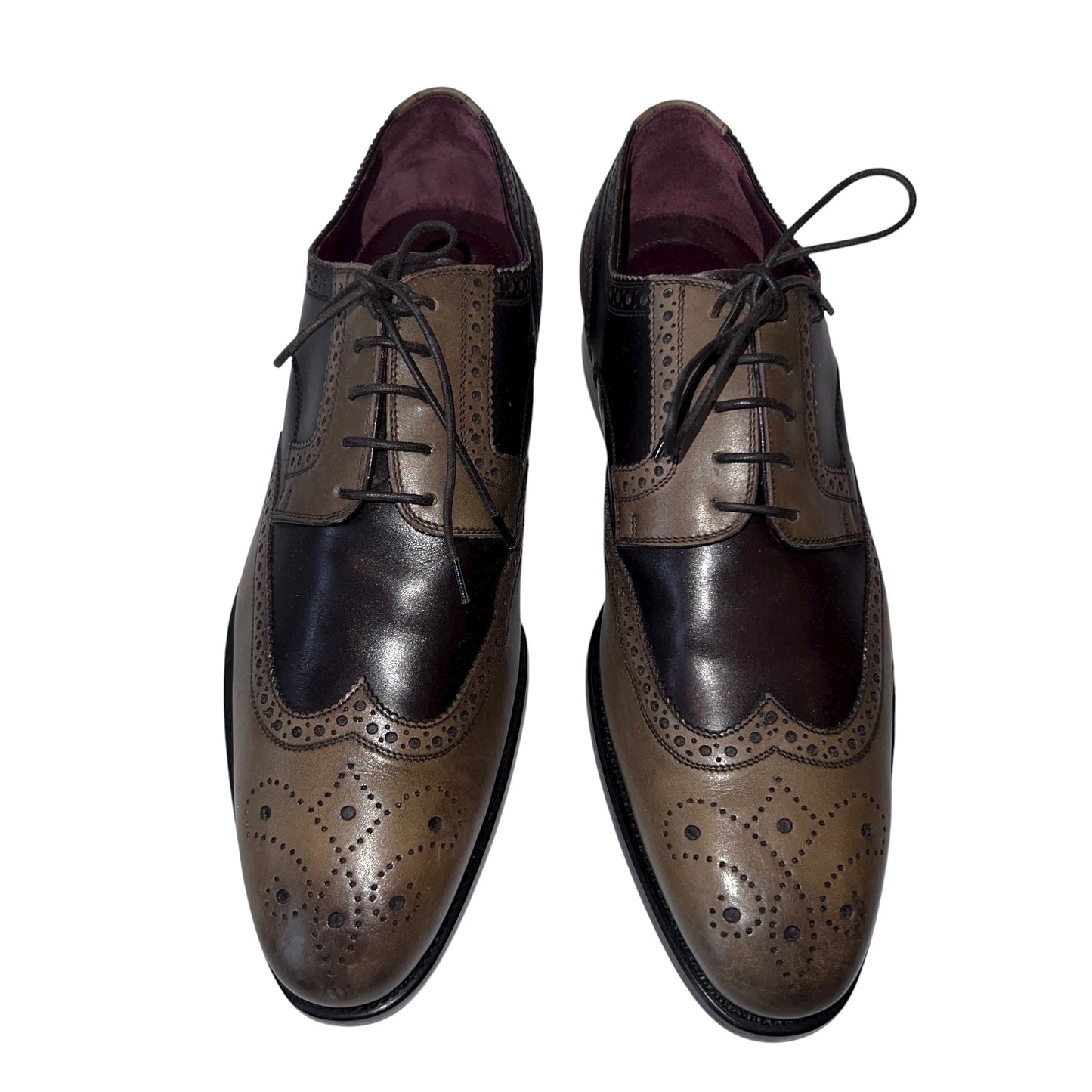 120万 新品 Kiton ビスポーク シューズ メダリオン カーキ/茶ボルドー