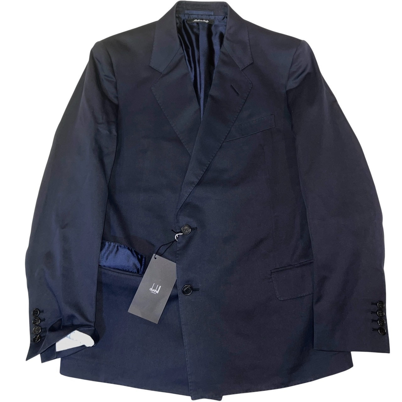 37万 新品 DUNHIL シルク 綿 ハーフダブル ジャケット 濃紺 46