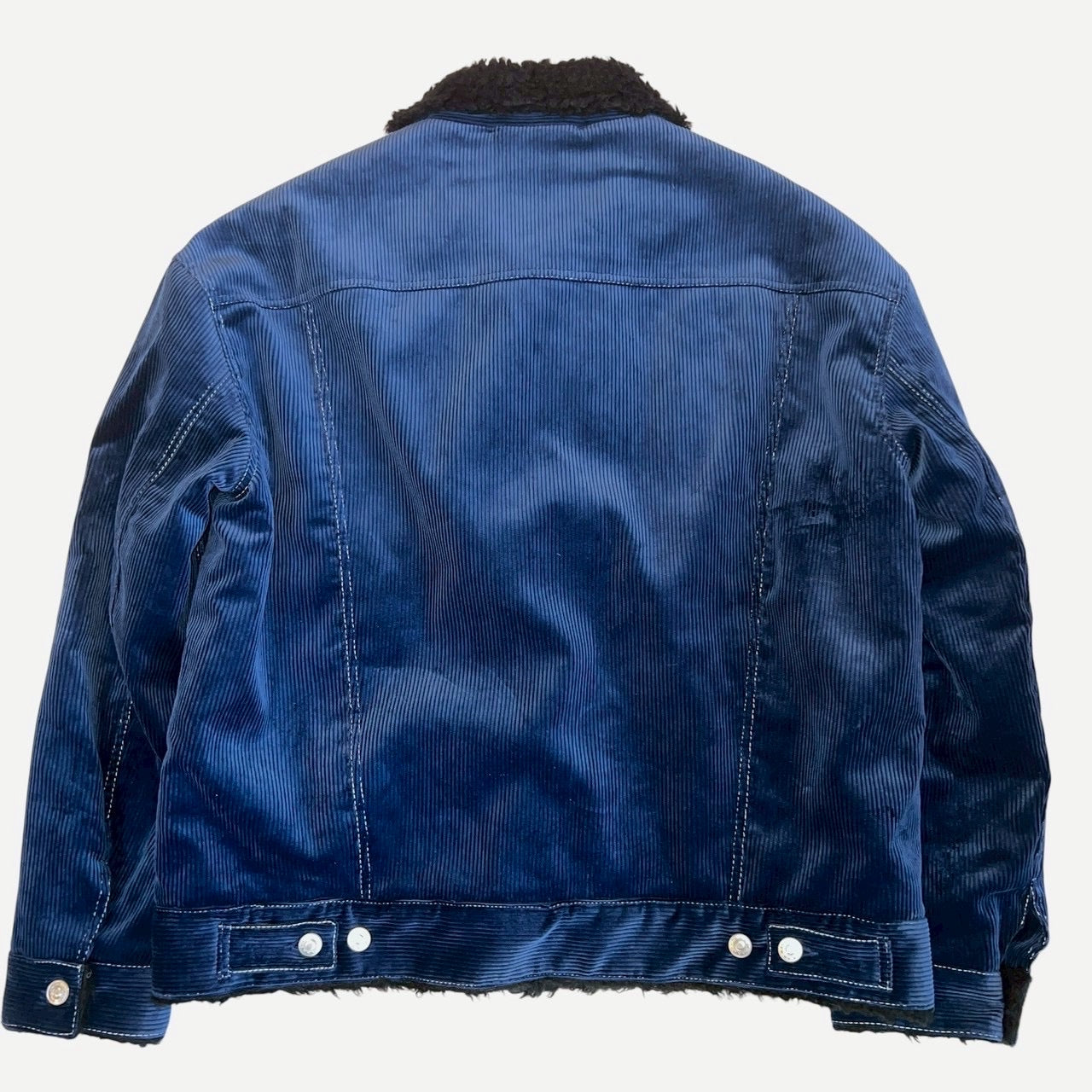 28万 新品 MARNI コーデュロイ ファージャケット 青黒 イタリア製