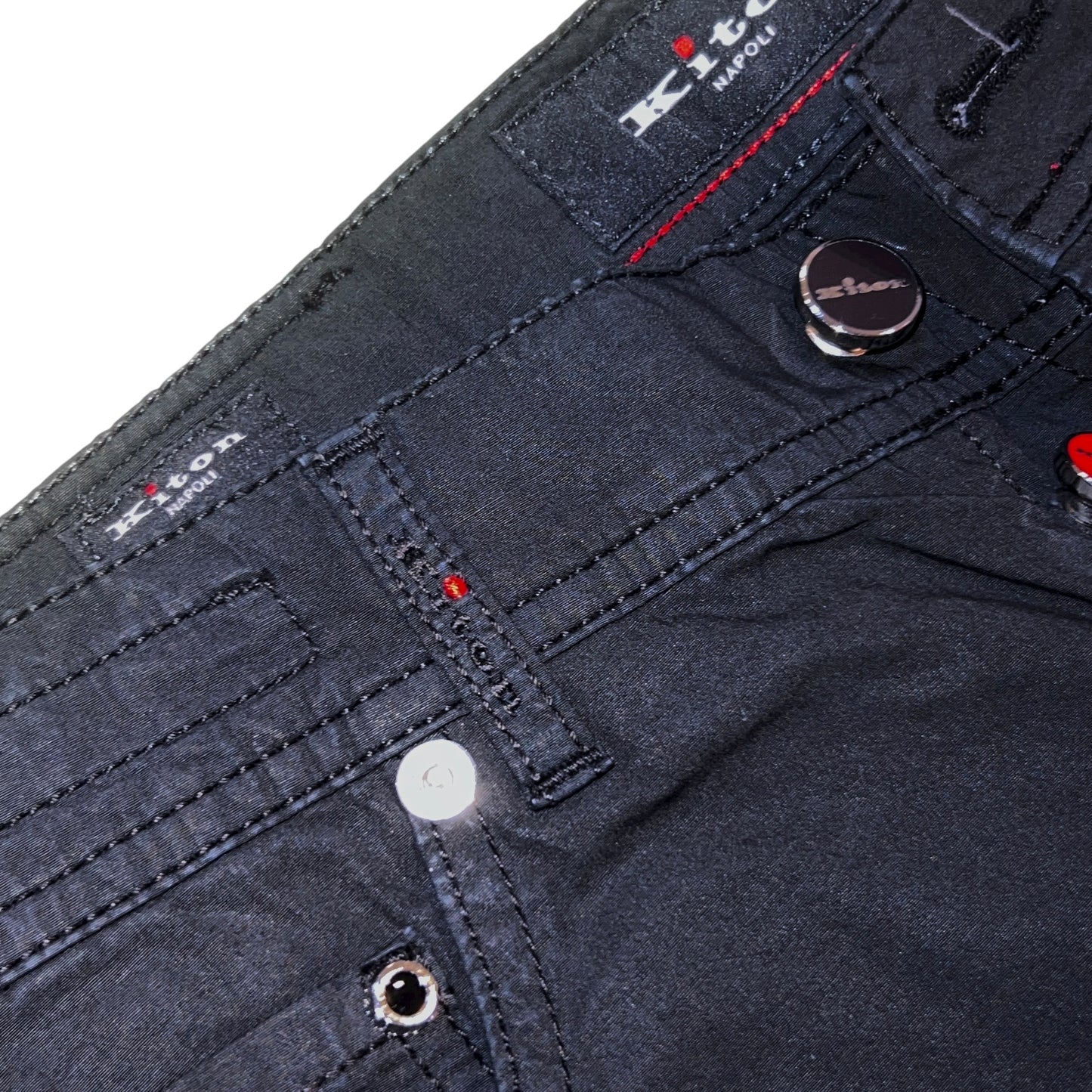 19万 新品 Kiton 総手縫い 超定番 ブラック 5ポケ パンツ 32