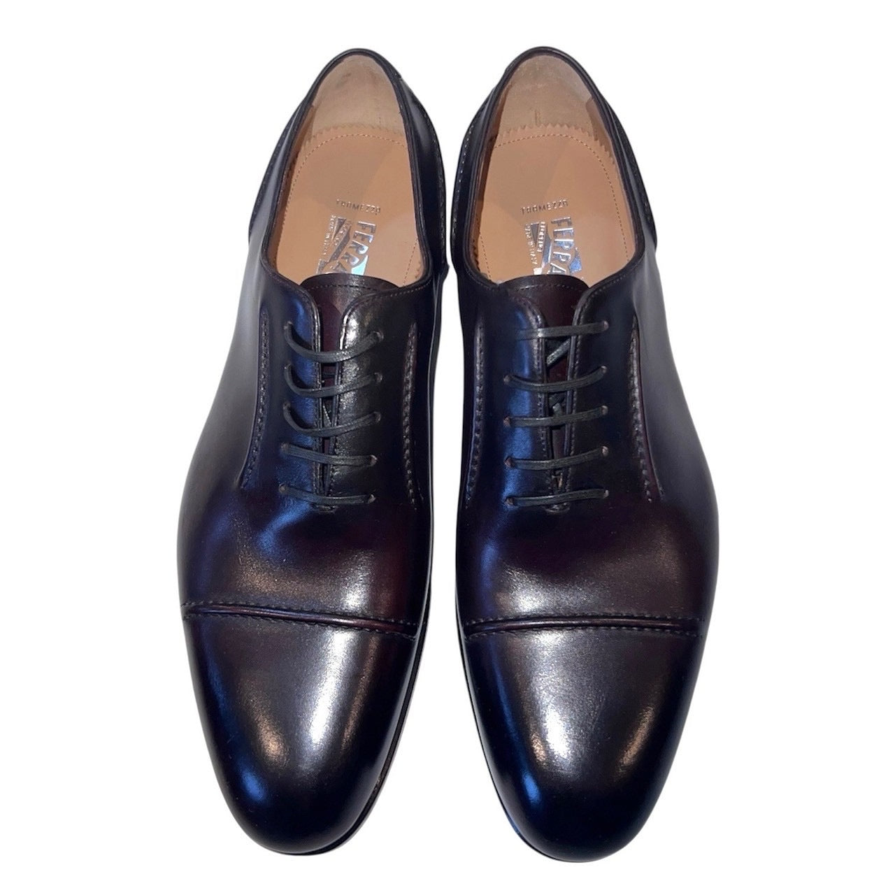 33万 新品 FERRAGAMO (最高峰)TRAMEZZA オックスフォード レザーシューズ 茶 7.5EEE