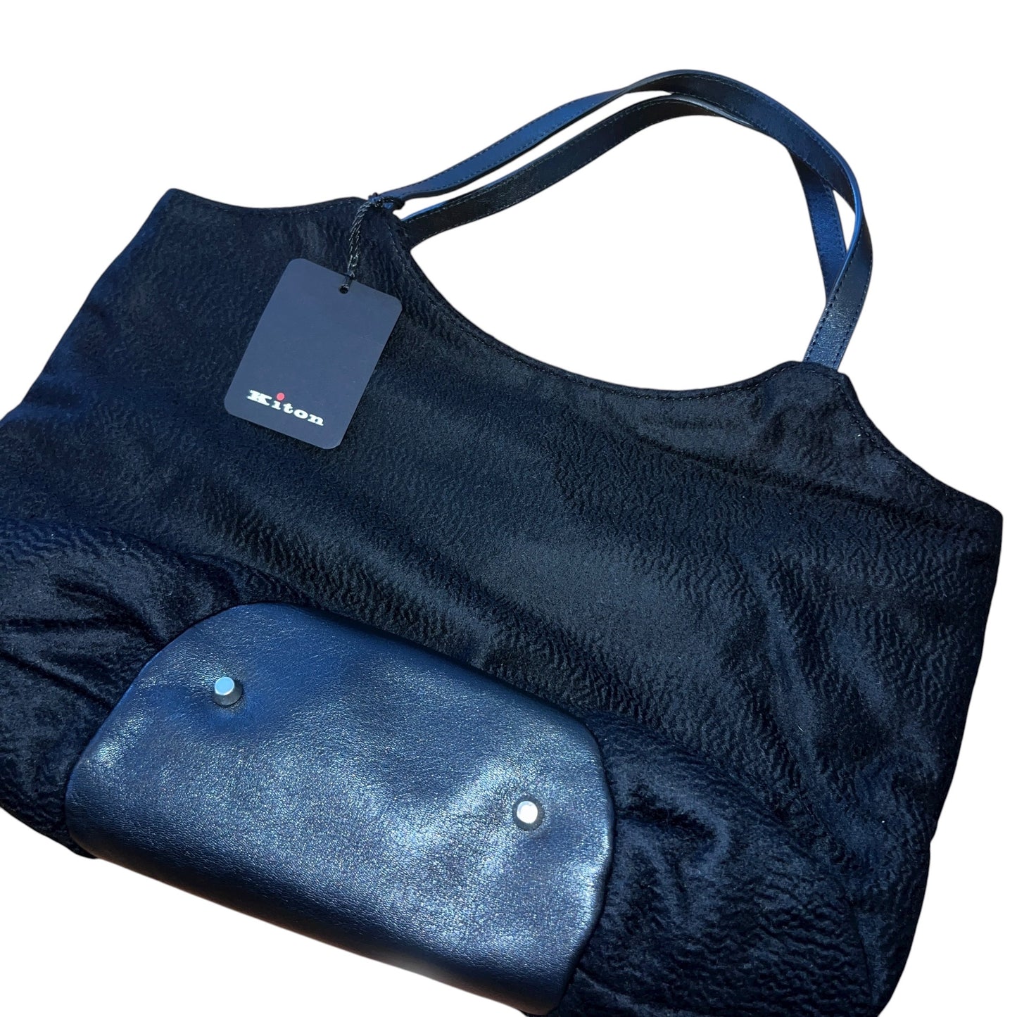 31万 新品 Kiton キートン【ピュアカシミア100%】レザー バッグ 黒