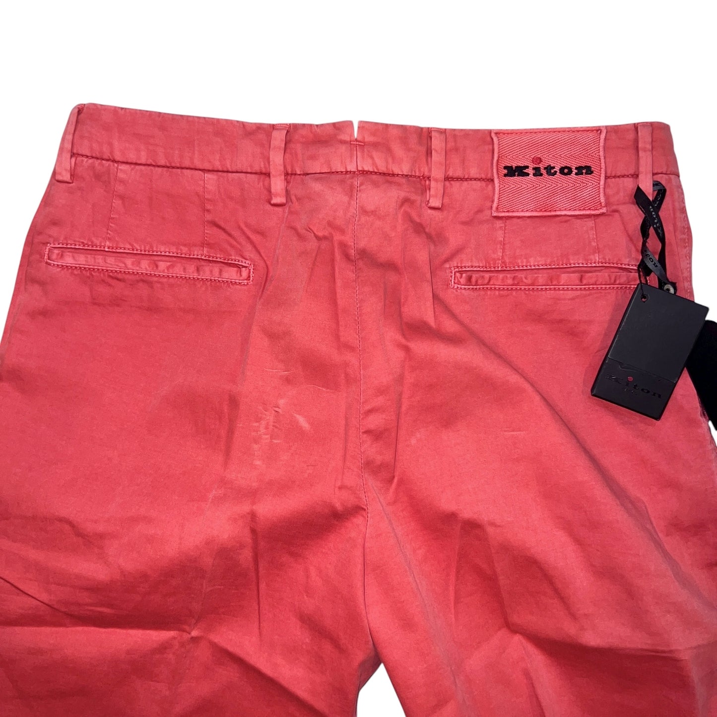 22万 新品 Kiton 総手縫い シルク ウォッシュドコーラル パンツ 32