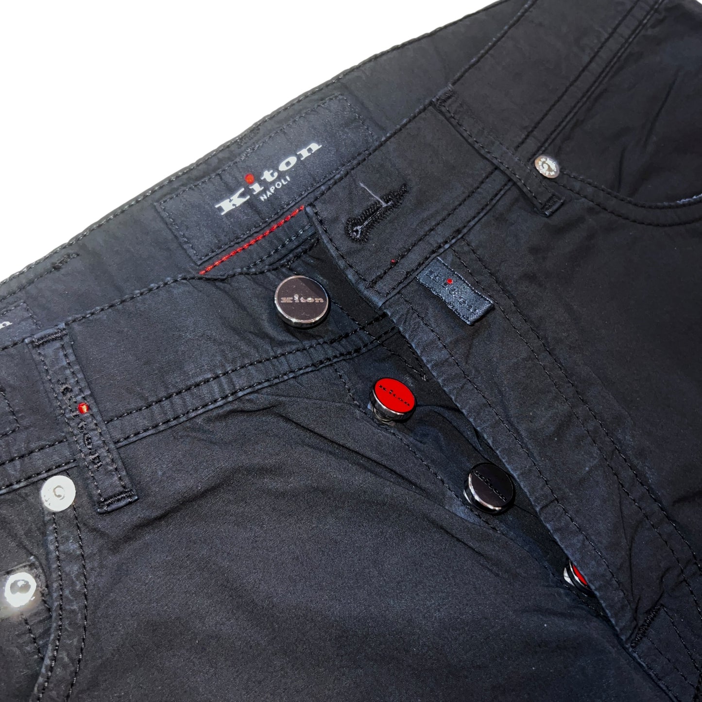 19万 新品 Kiton 総手縫い 超定番 ブラック 5ポケ パンツ 32