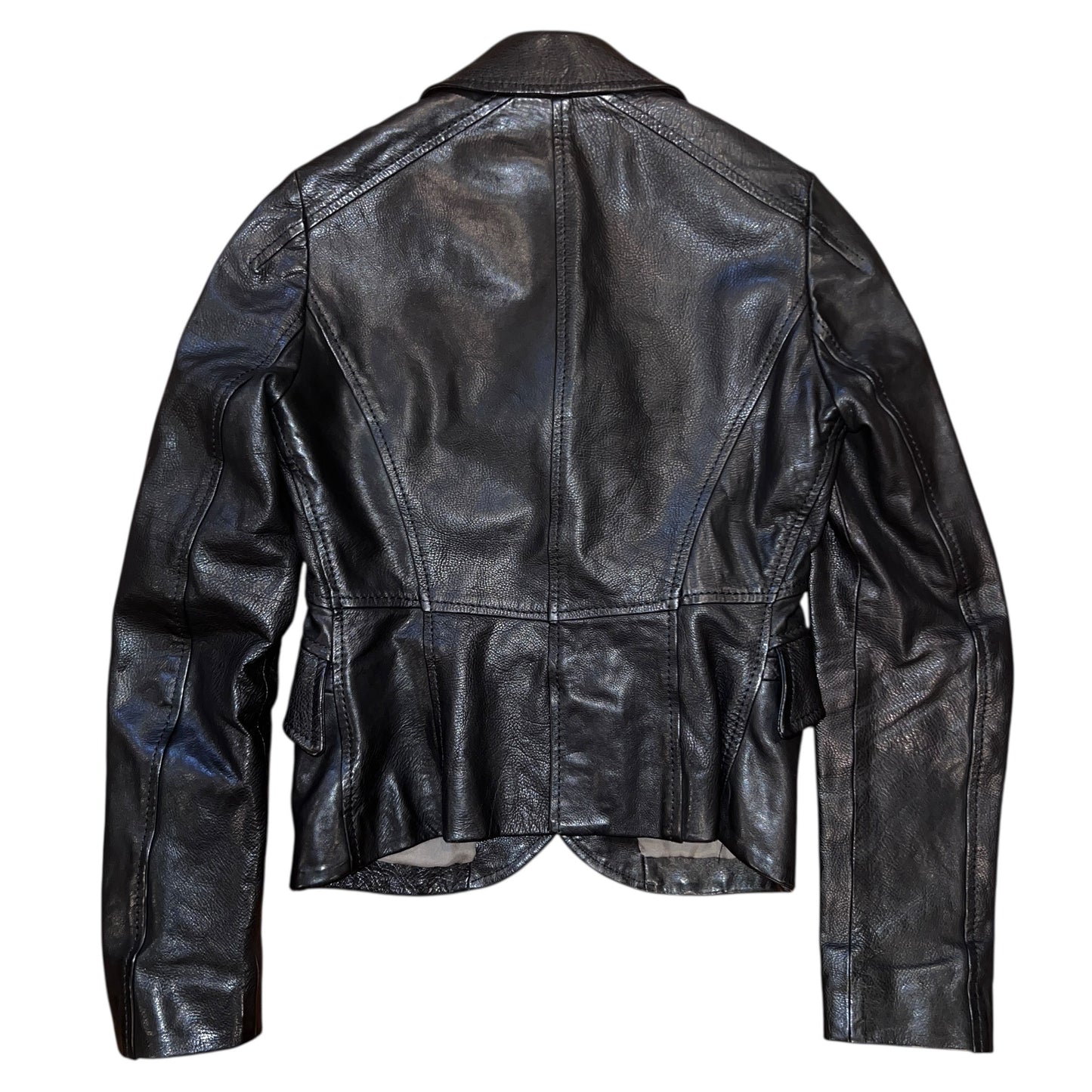 RRP$11000 Kiton Italy Leather Tailor Jacket Black 38