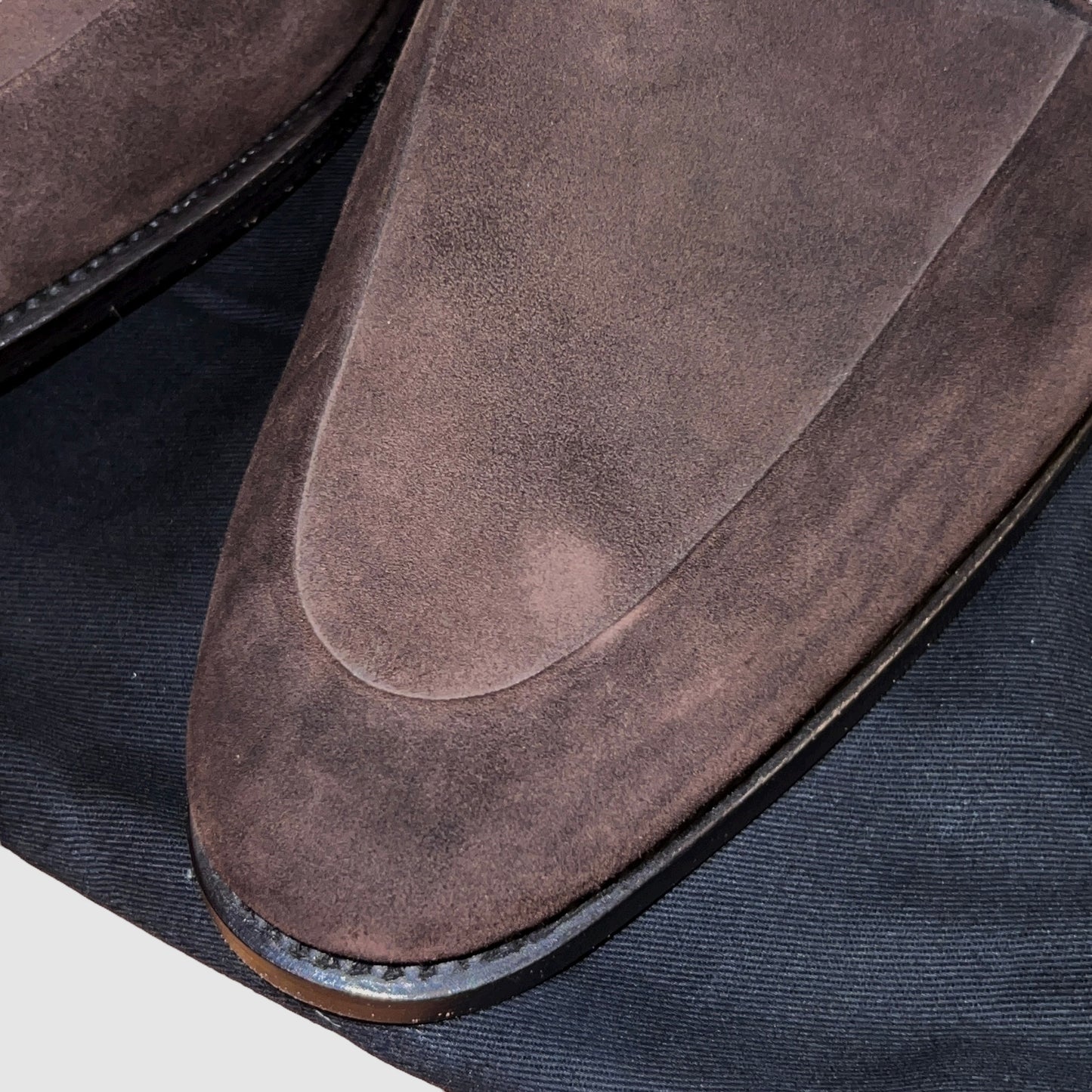 48万 新品 Kiton 総手縫い スエード ダービーシューズ 茶 10.5