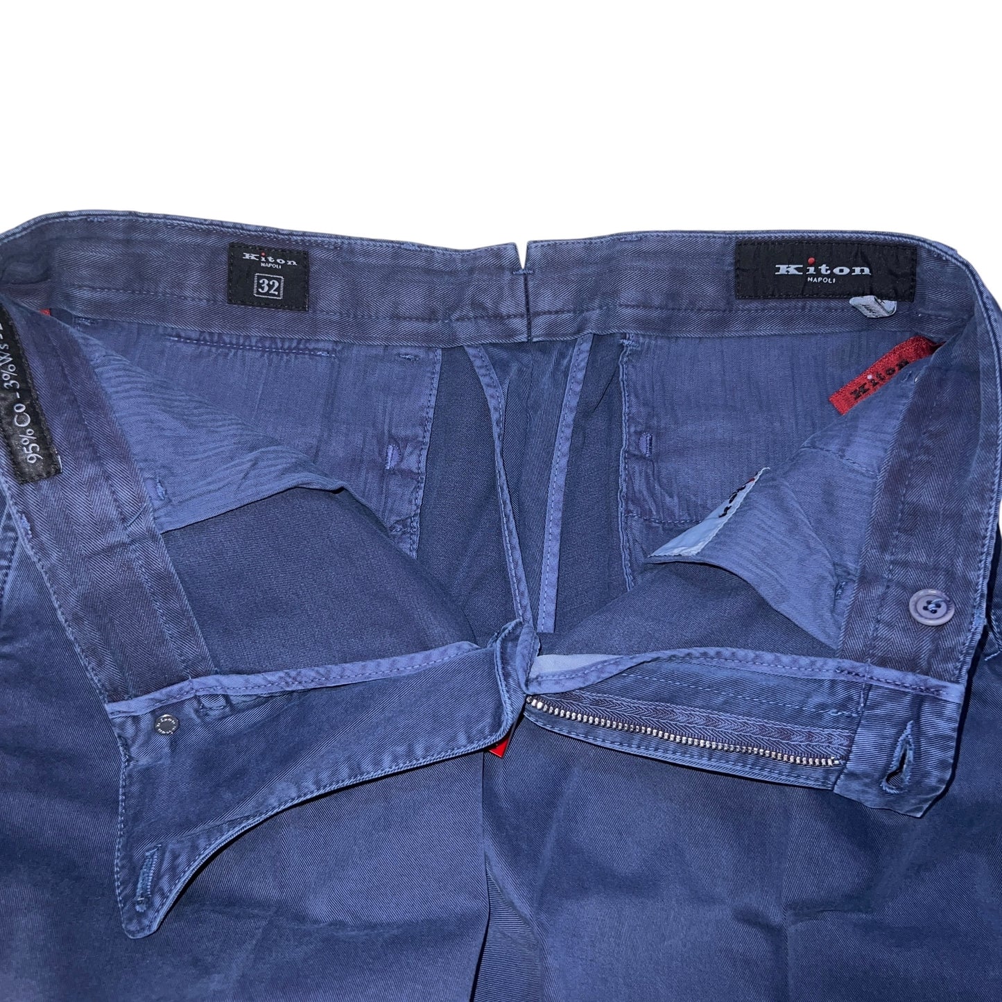 23万 新品 Kiton 総手縫い カシミア ウォッシュドブルー パンツ 32