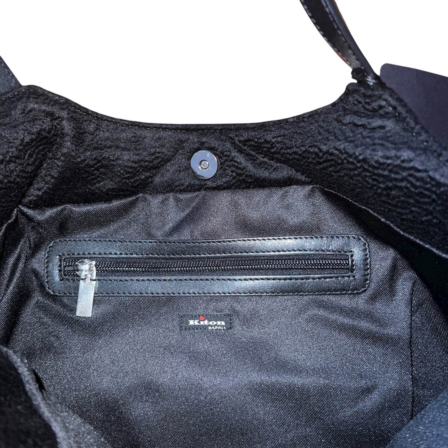 31万 新品 Kiton キートン【ピュアカシミア100%】レザー バッグ 黒