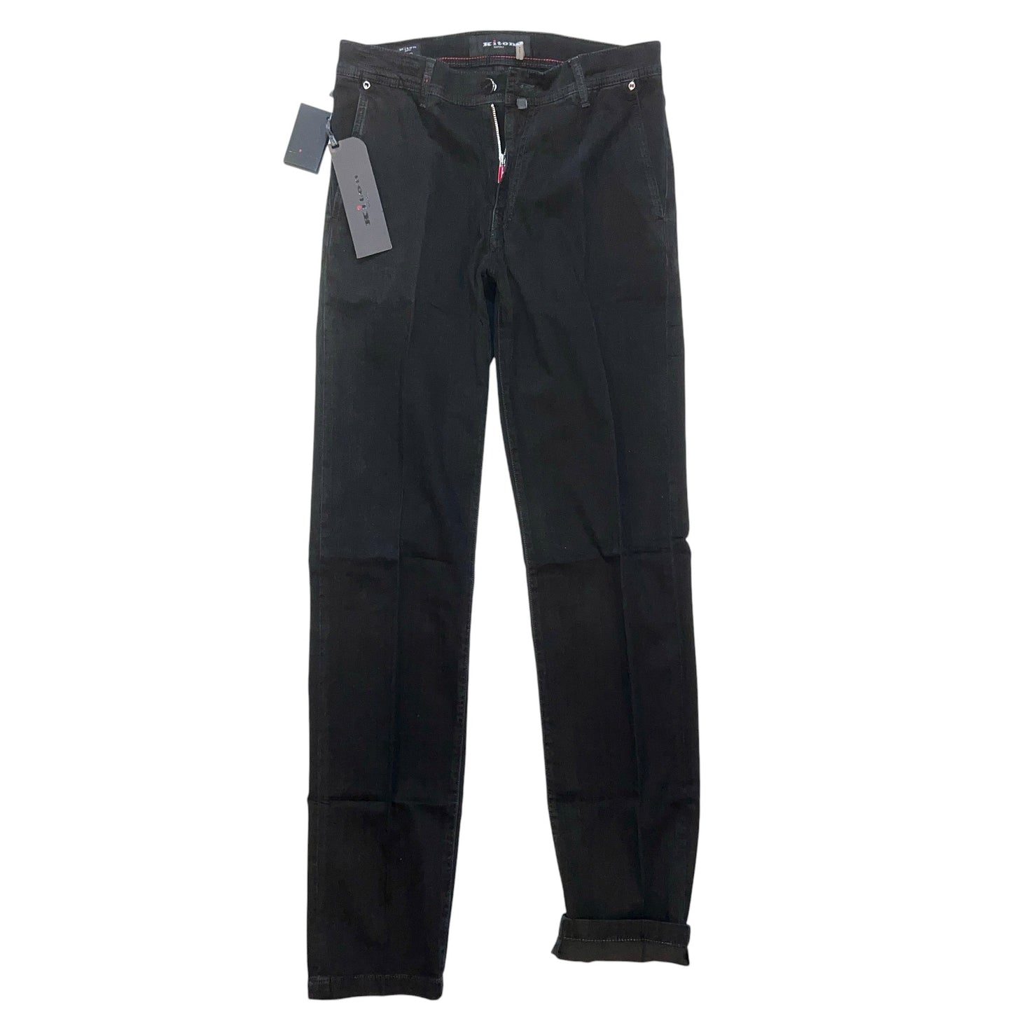 24万 新品 Kiton 総手縫い カシミア ヘリンボーンブラック パンツ 32