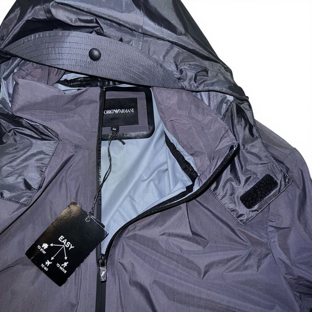 13万 新品 E.ARMANI ウインドジャケット フード収納可 グレー 54