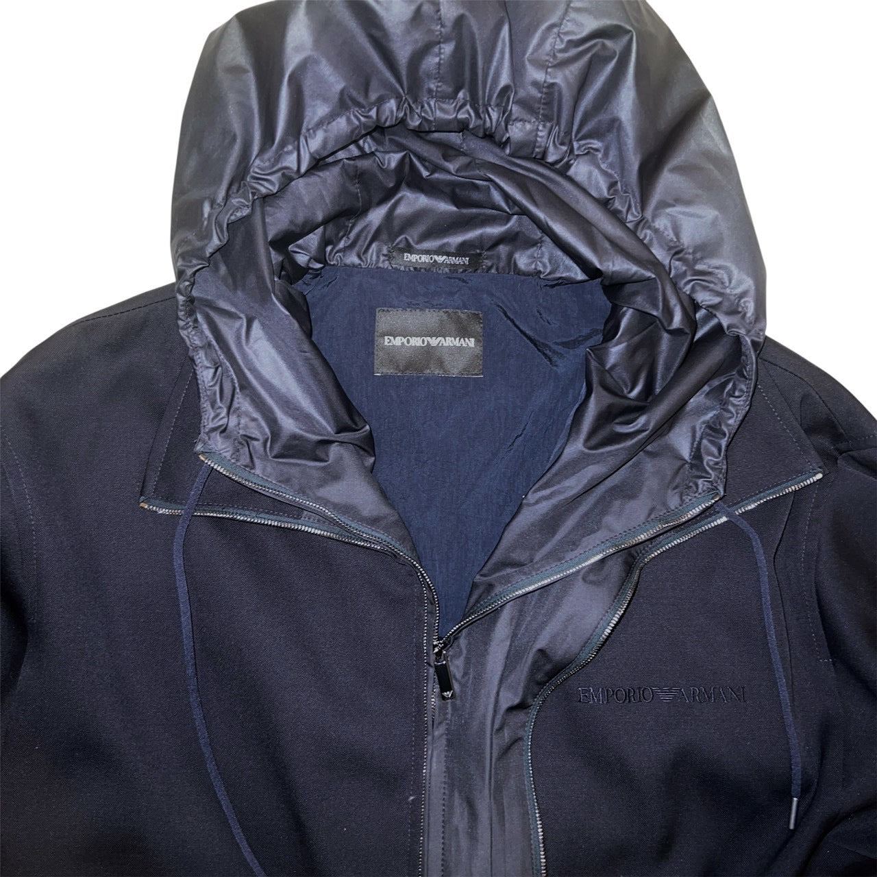 21万 新品 E.ARMANI バージンウール100% 異素材 ウインドブルゾン