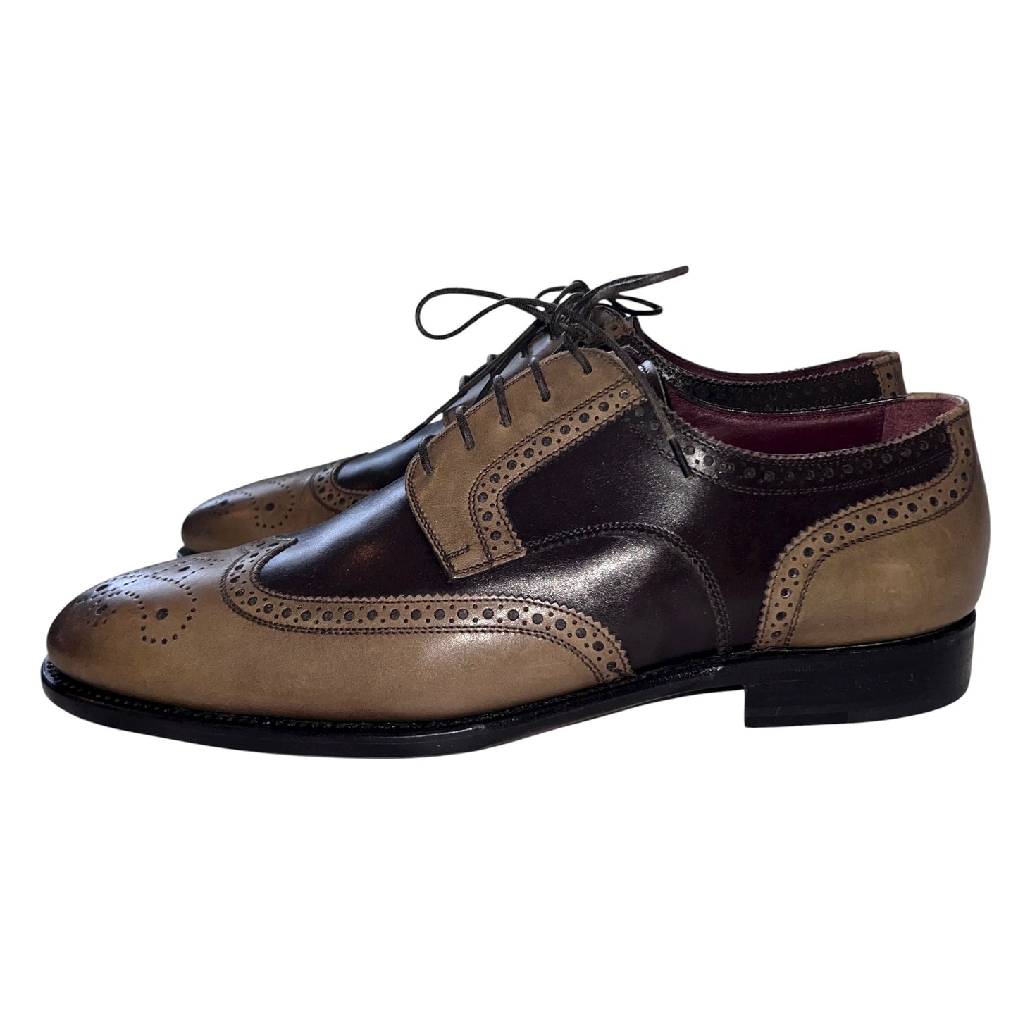 120万 新品 Kiton ビスポーク シューズ メダリオン カーキ/茶ボルドー