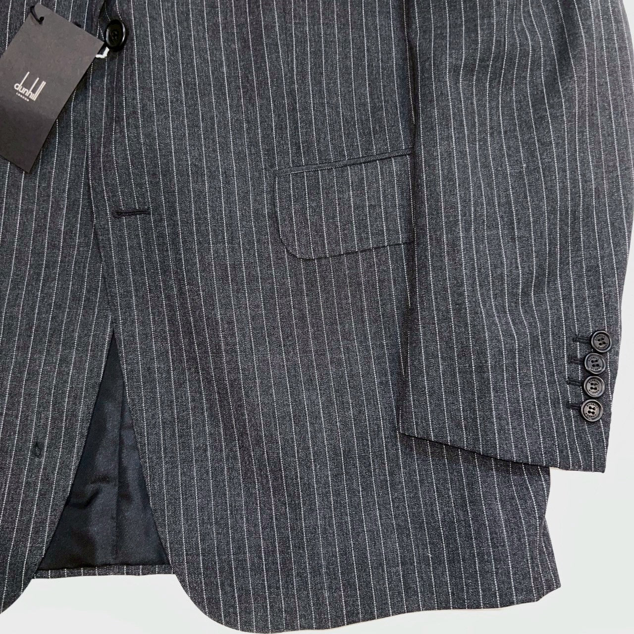 40万 2日限定 DUNHIL ウール ピンストライプ ジャケット グレー/白