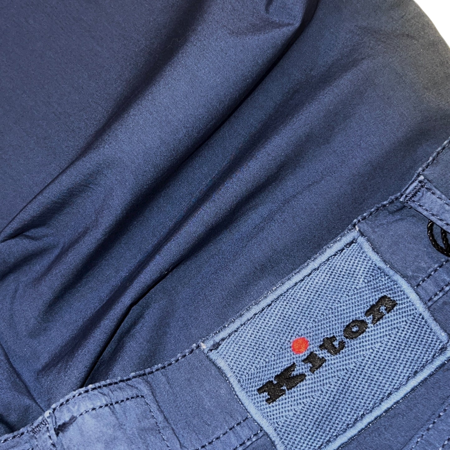 19万 新品 Kiton 総手縫い 鉄青グレーブルー 5ポケ パンツ 32