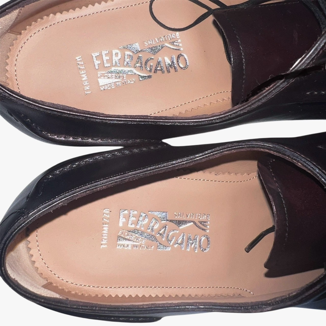 33万 新品 FERRAGAMO (最高峰)TRAMEZZA オックスフォード レザーシューズ 茶 7.5EEE