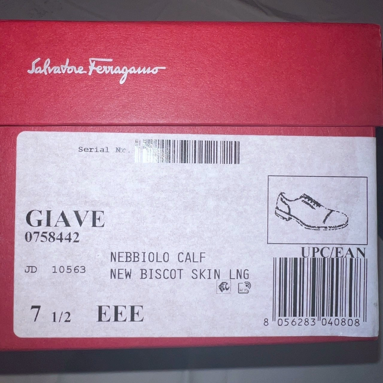33万 新品 FERRAGAMO (最高峰)TRAMEZZA オックスフォード レザーシューズ 茶 7.5EEE