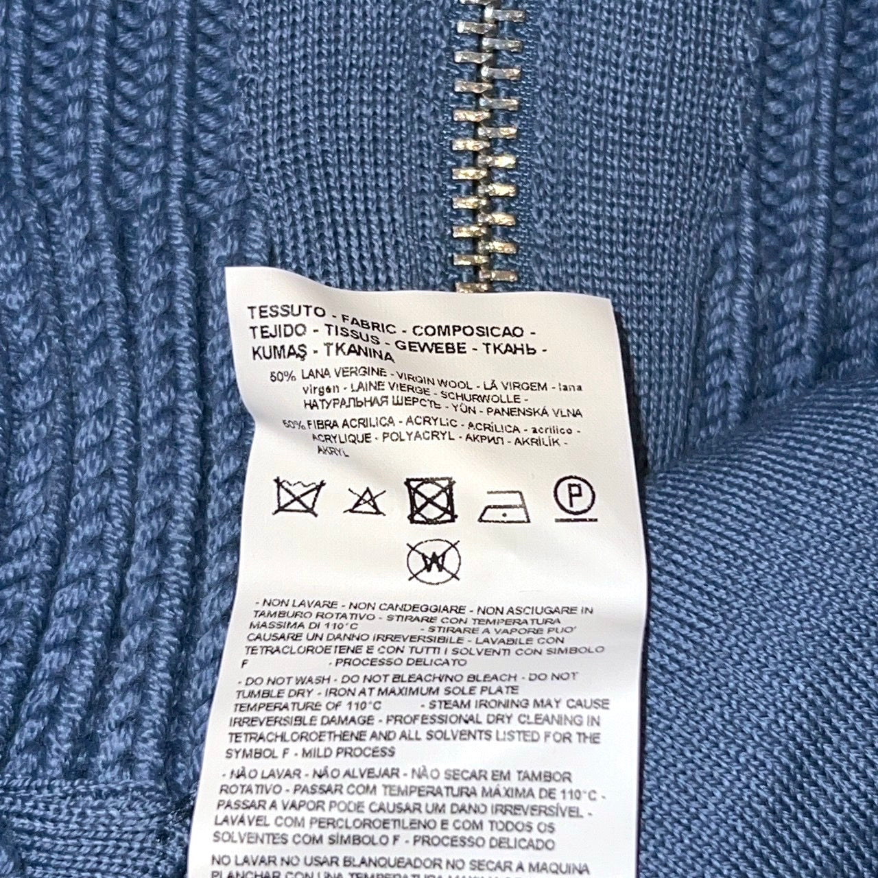 15万 EMPORIO ARMANI 厚手 Zip ニット ブルゾン ターコイズ