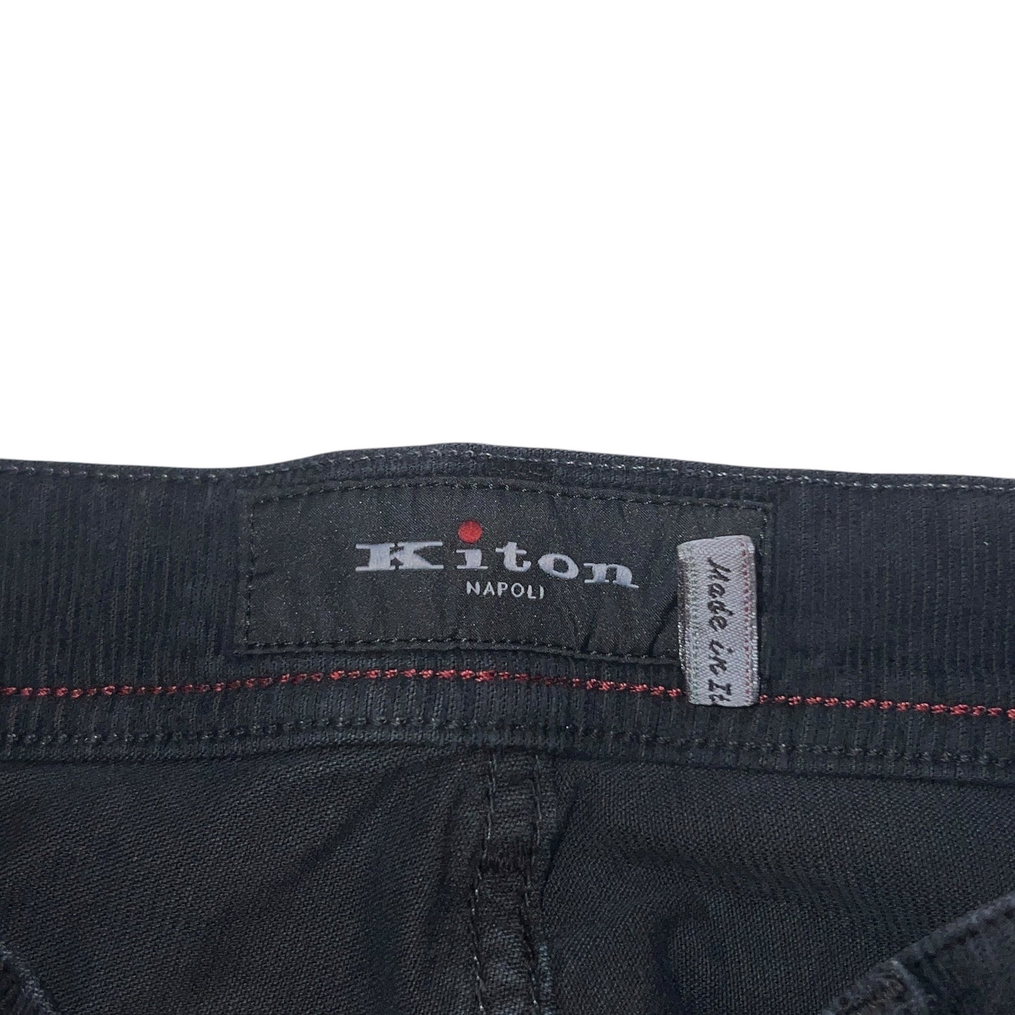 21万 新品 Kiton 総手縫い 細コーデュロイ 5ポケット パンツ 青 32