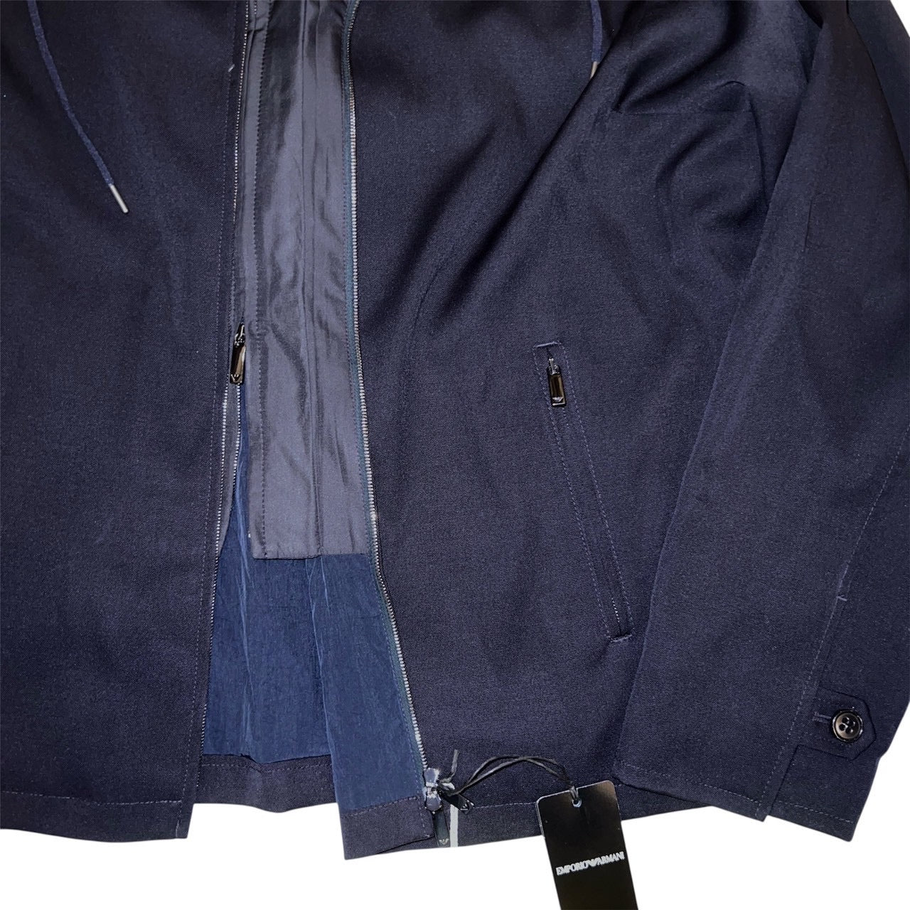21万 新品 E.ARMANI バージンウール100% 異素材 ウインドブルゾン