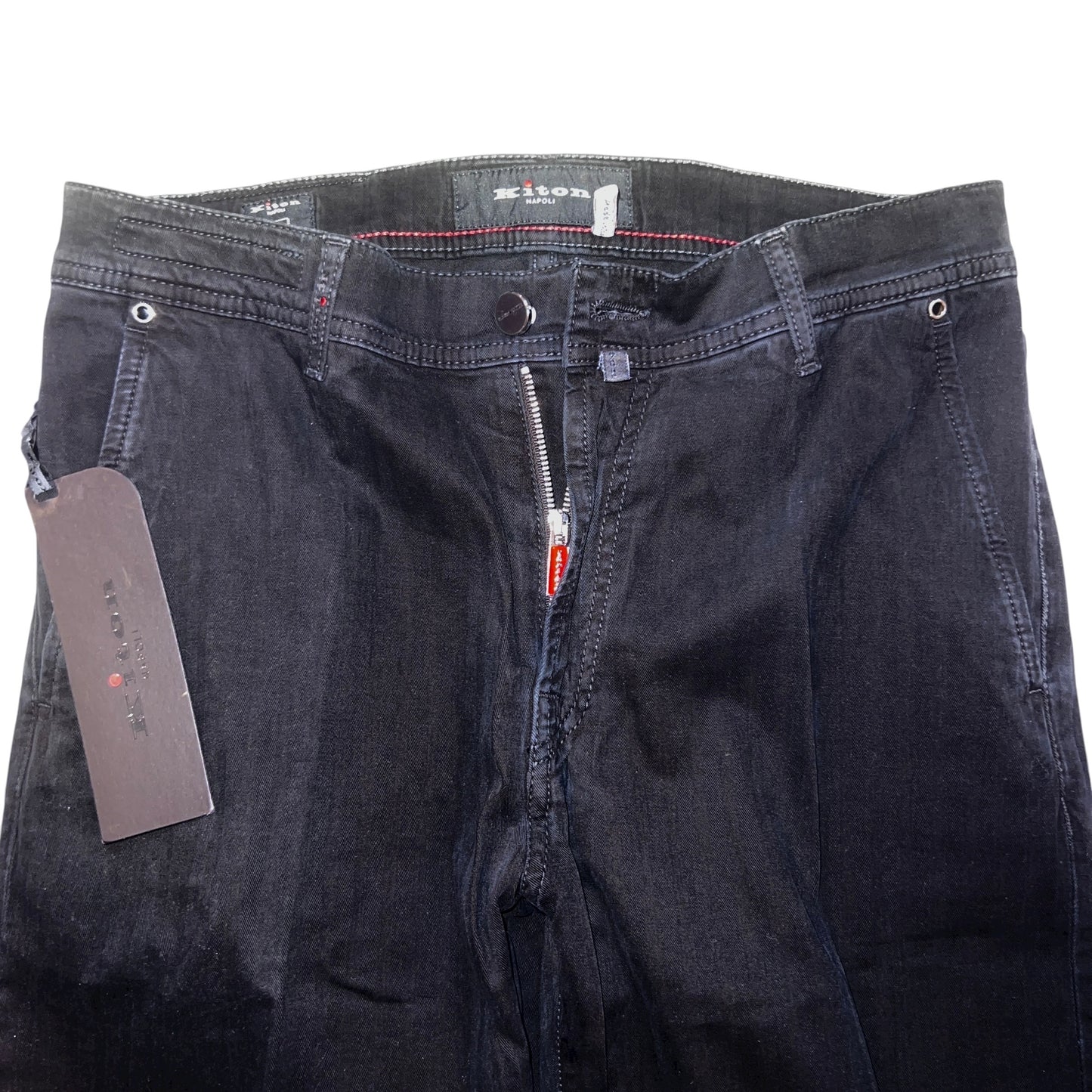 24万 新品 Kiton 総手縫い カシミア ヘリンボーンブラック パンツ 32