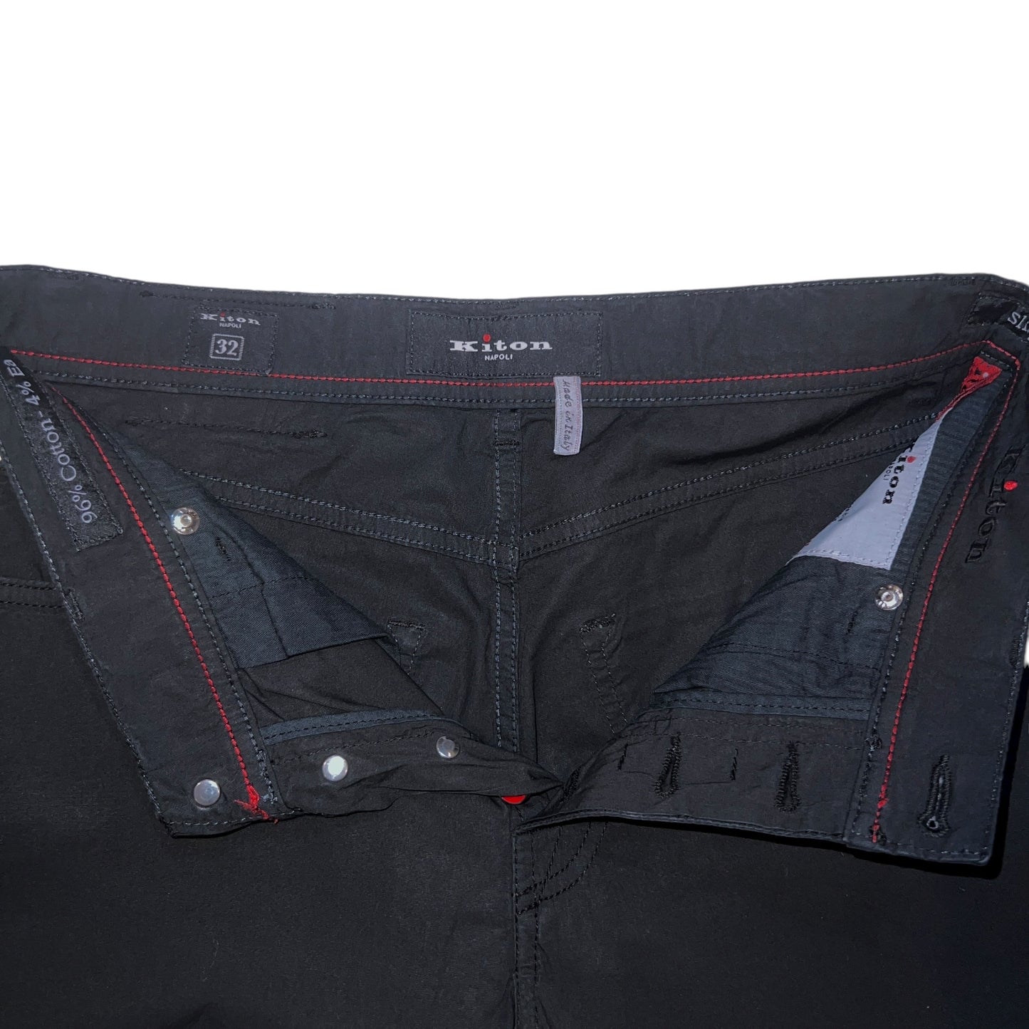 19万 新品 Kiton 総手縫い 超定番 ブラック 5ポケ パンツ 32