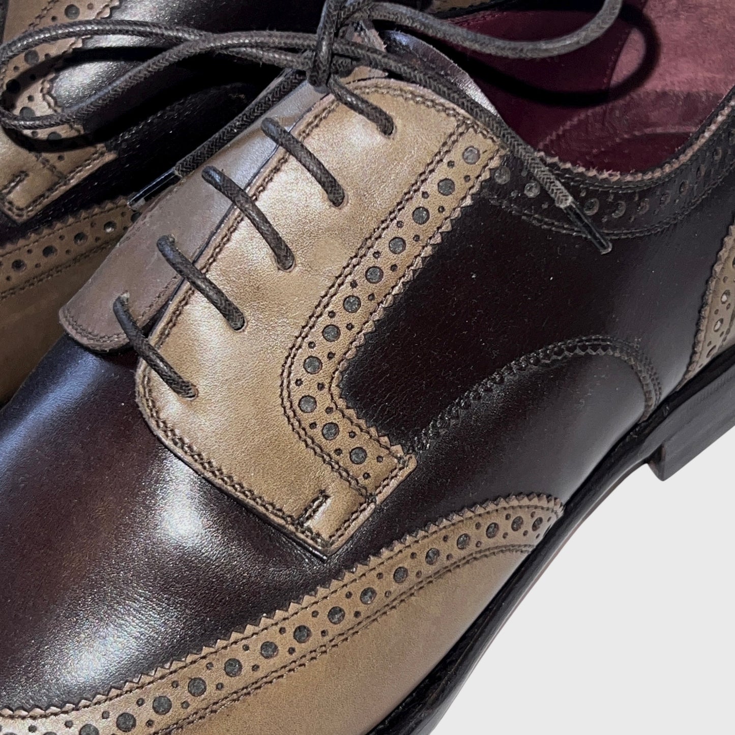 120万 新品 Kiton ビスポーク シューズ メダリオン カーキ/茶ボルドー
