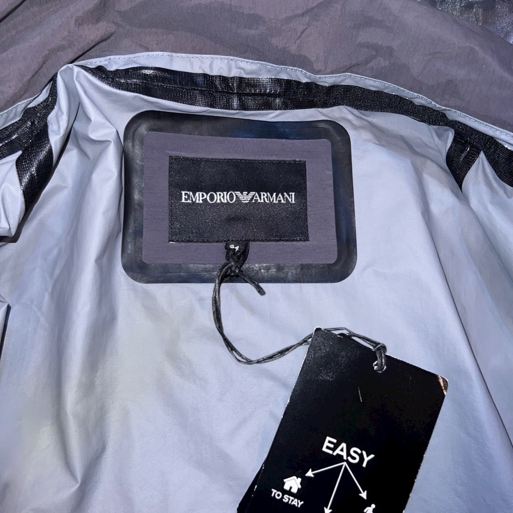 13万 新品 E.ARMANI ウインドジャケット フード収納可 グレー 54