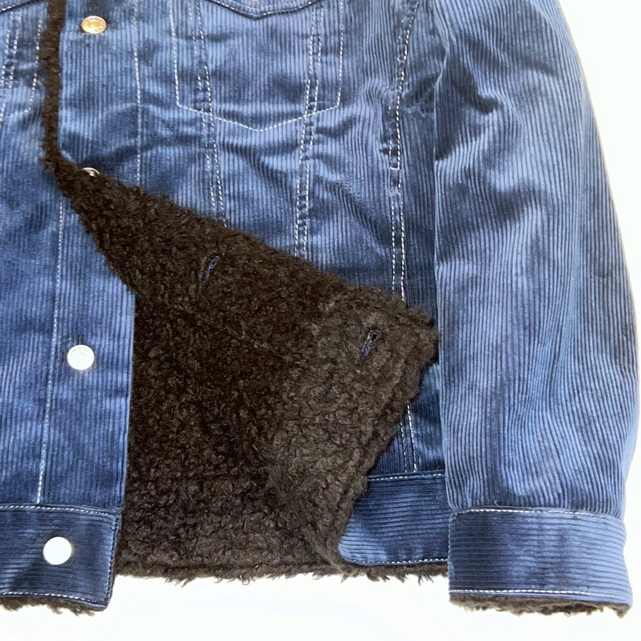 28万 新品 MARNI コーデュロイ ファージャケット 青黒 イタリア製