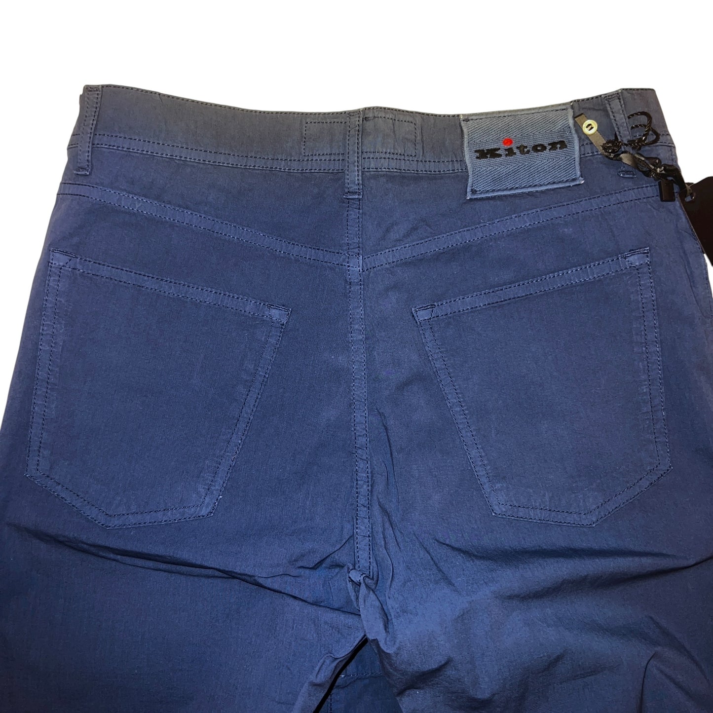19万 新品 Kiton 総手縫い 鉄青グレーブルー 5ポケ パンツ 32