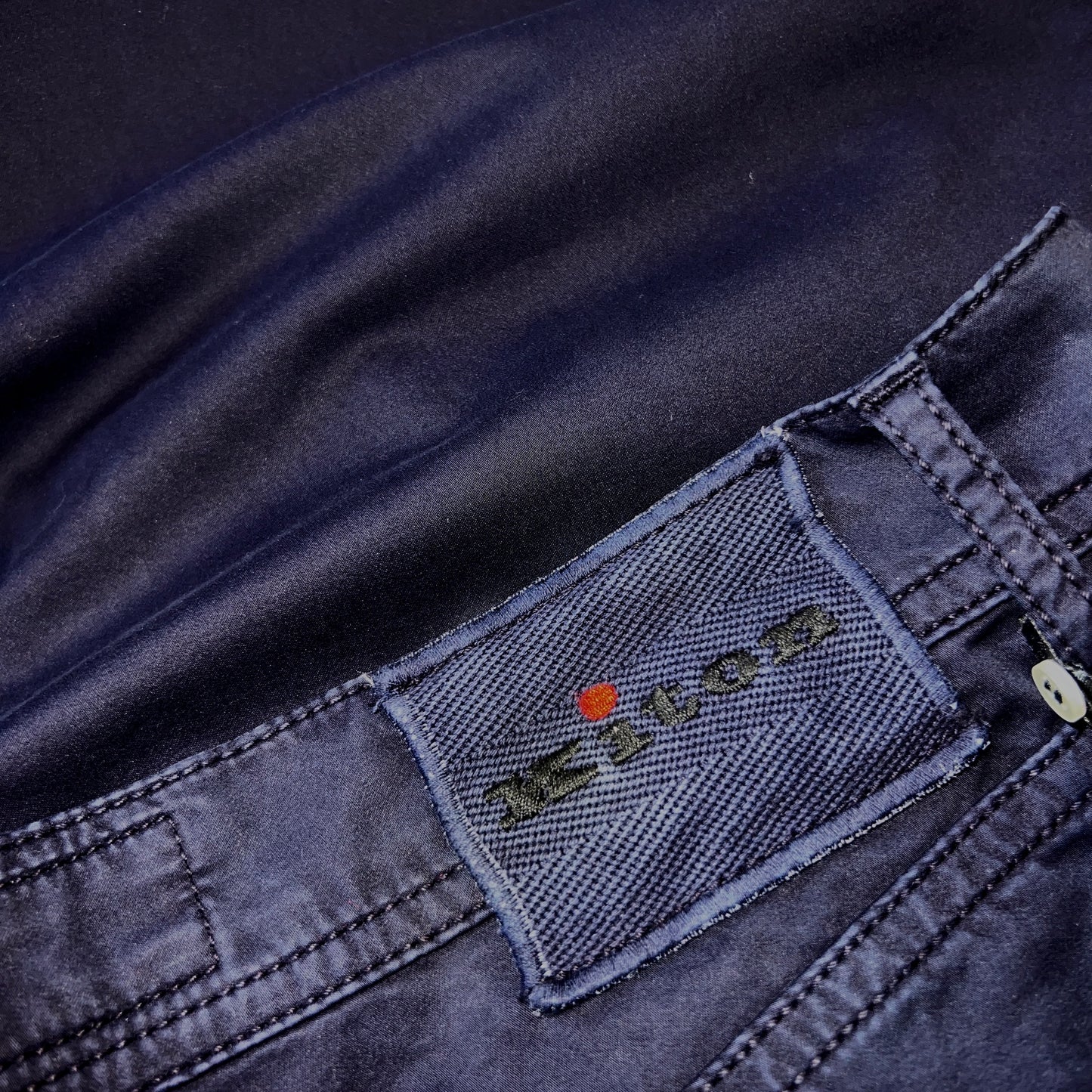 19万 新品 Kiton 総手縫い 定番 ウォッシュド紺 5ポケ パンツ 32