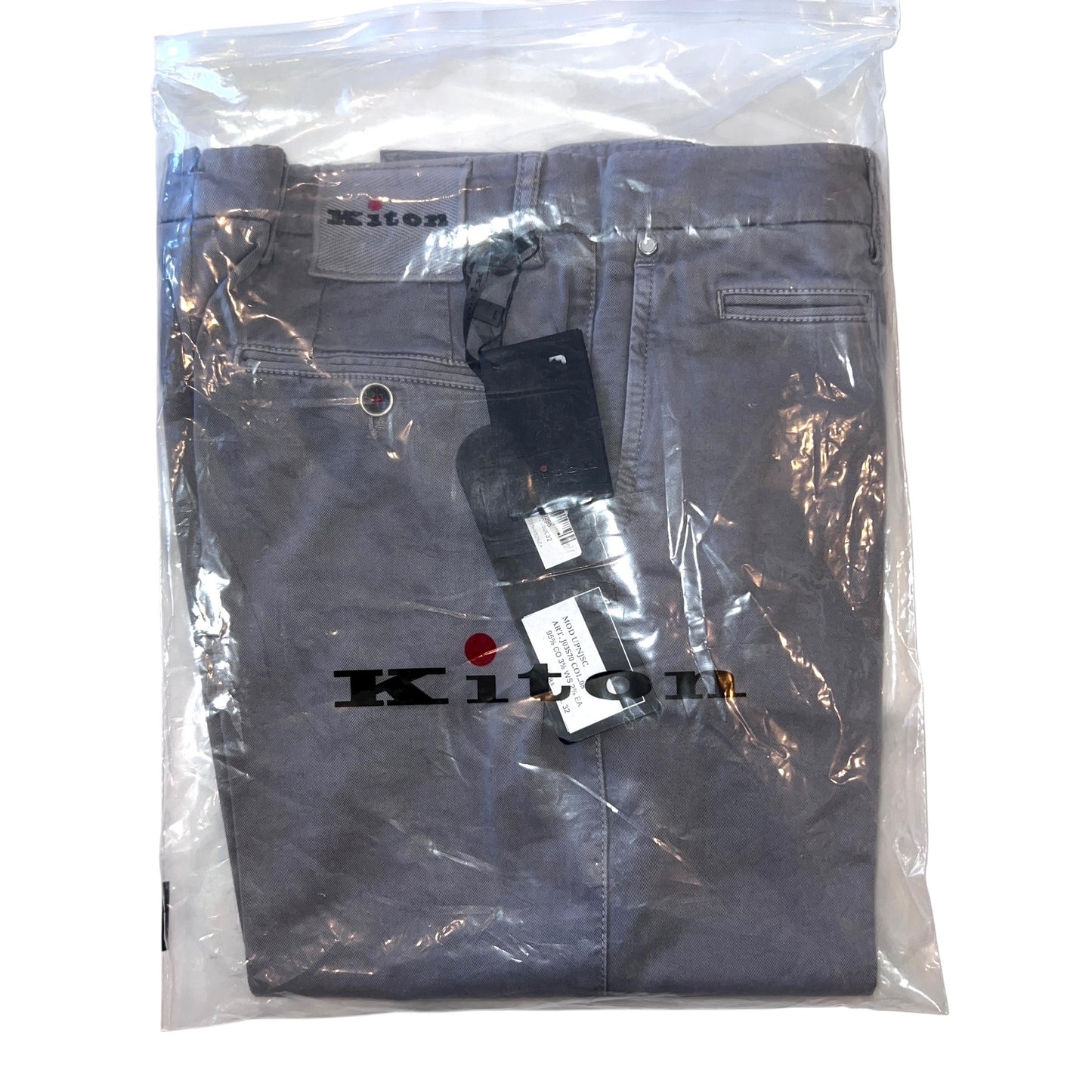 23万 新品 Kiton 総手縫い 妙味 アッシュド紫グレー チノパンツ 32