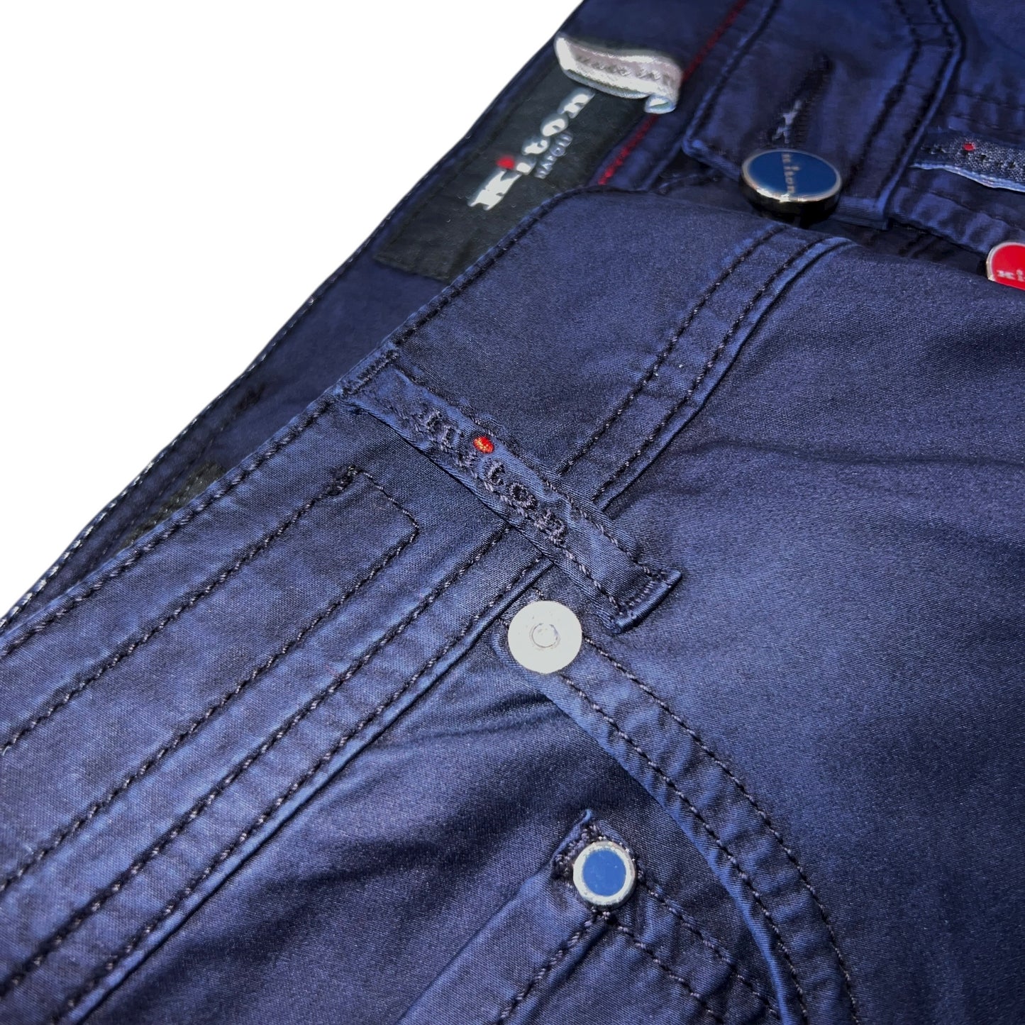 19万 新品 Kiton 総手縫い 定番 ウォッシュド紺 5ポケ パンツ 32