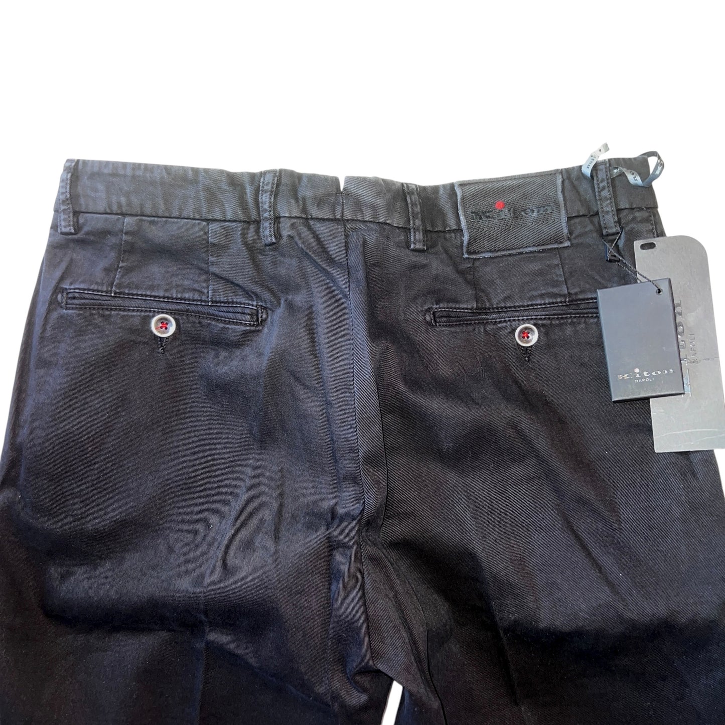 23万 新品 Kiton 総手縫い カシミア混 ウォッシュドブラック パンツ 32