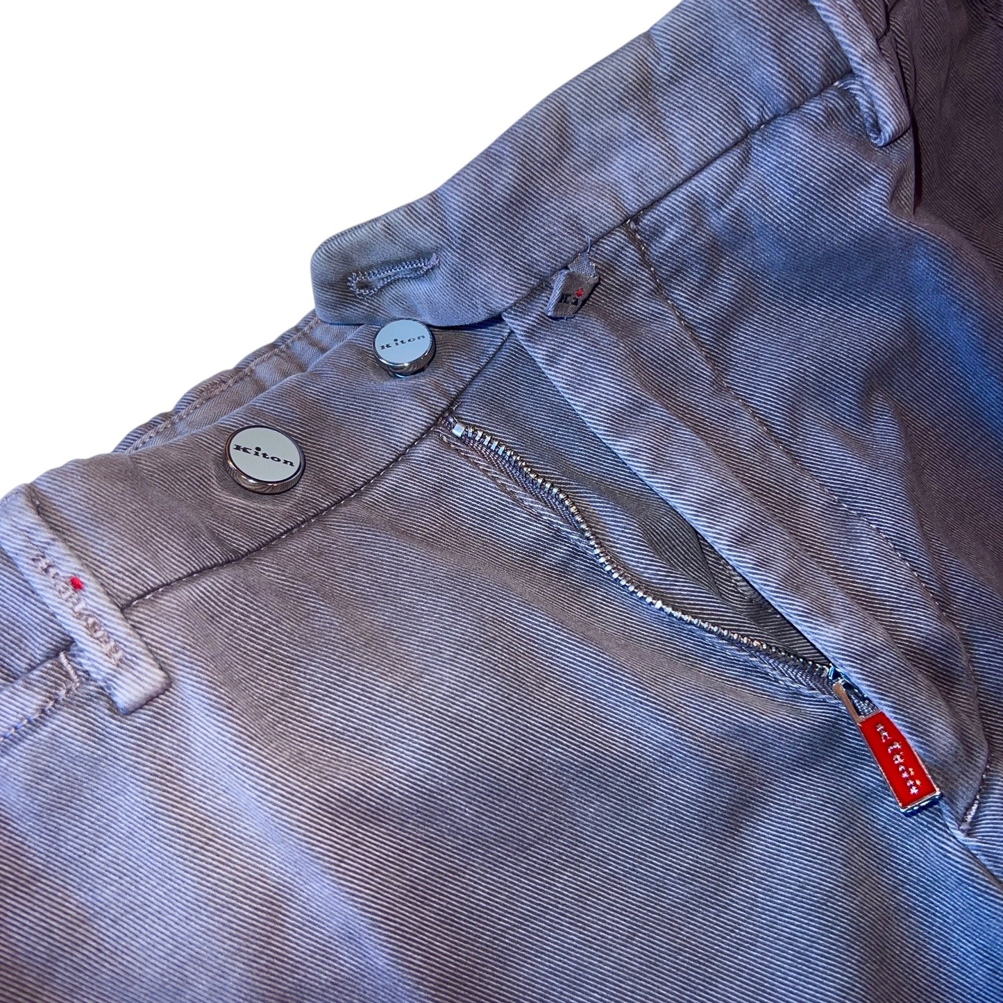 21万 新品 Kiton 総手縫い 妙味 アッシュド紫グレー カーゴパンツ 32