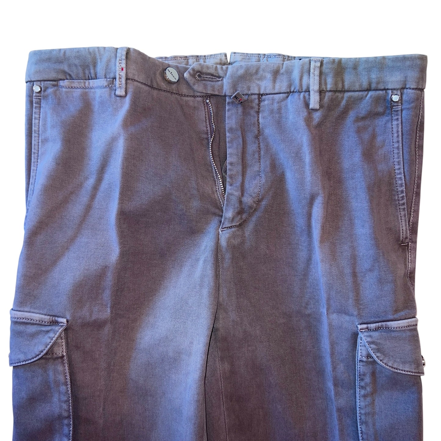 21万 新品 Kiton 総手縫い 妙味 アッシュド紫グレー カーゴパンツ 32