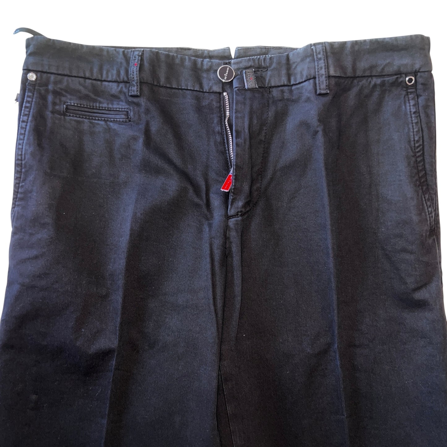 23万 新品 Kiton 総手縫い カシミア混 ウォッシュドブラック パンツ 32