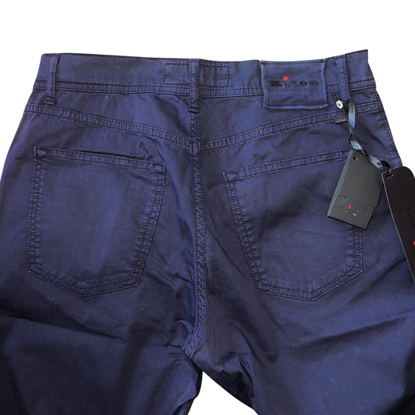 19万 新品 Kiton 総手縫い 定番 ウォッシュド紺 5ポケ パンツ 32