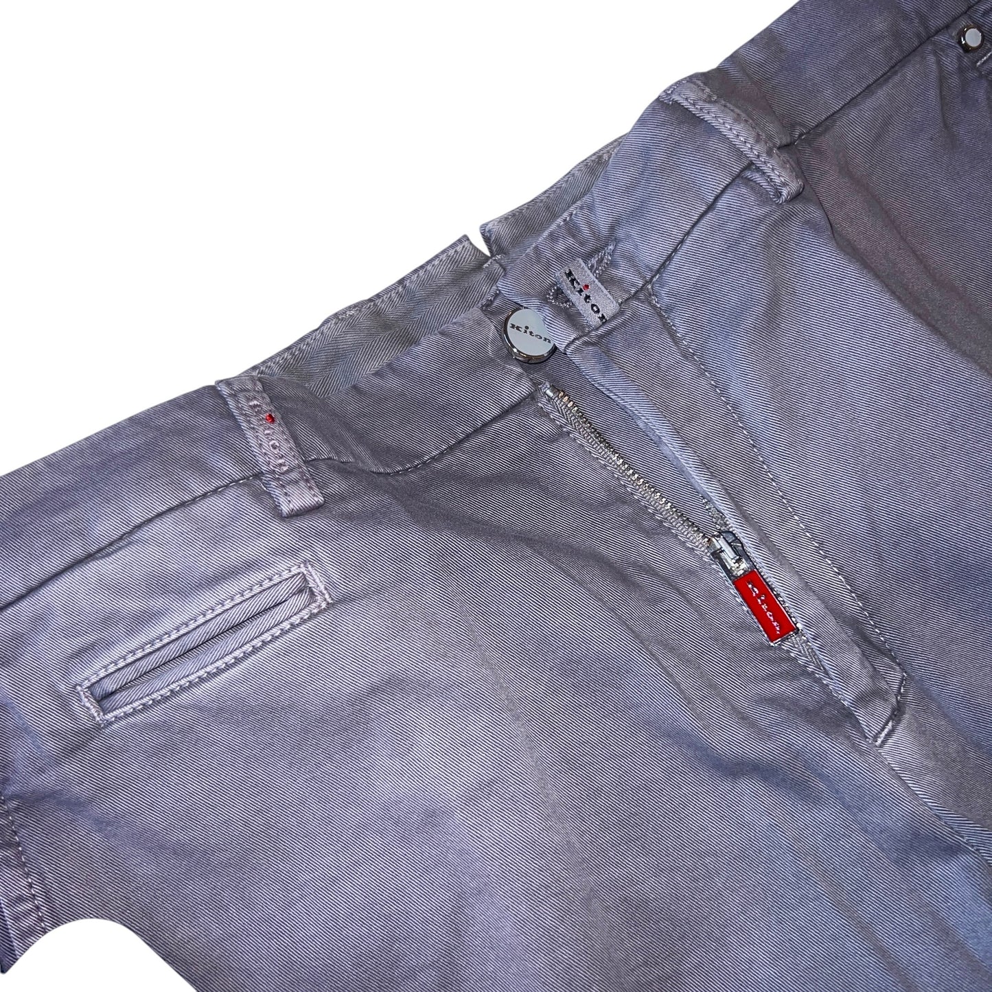 23万 新品 Kiton 総手縫い 妙味 アッシュド紫グレー チノパンツ 32