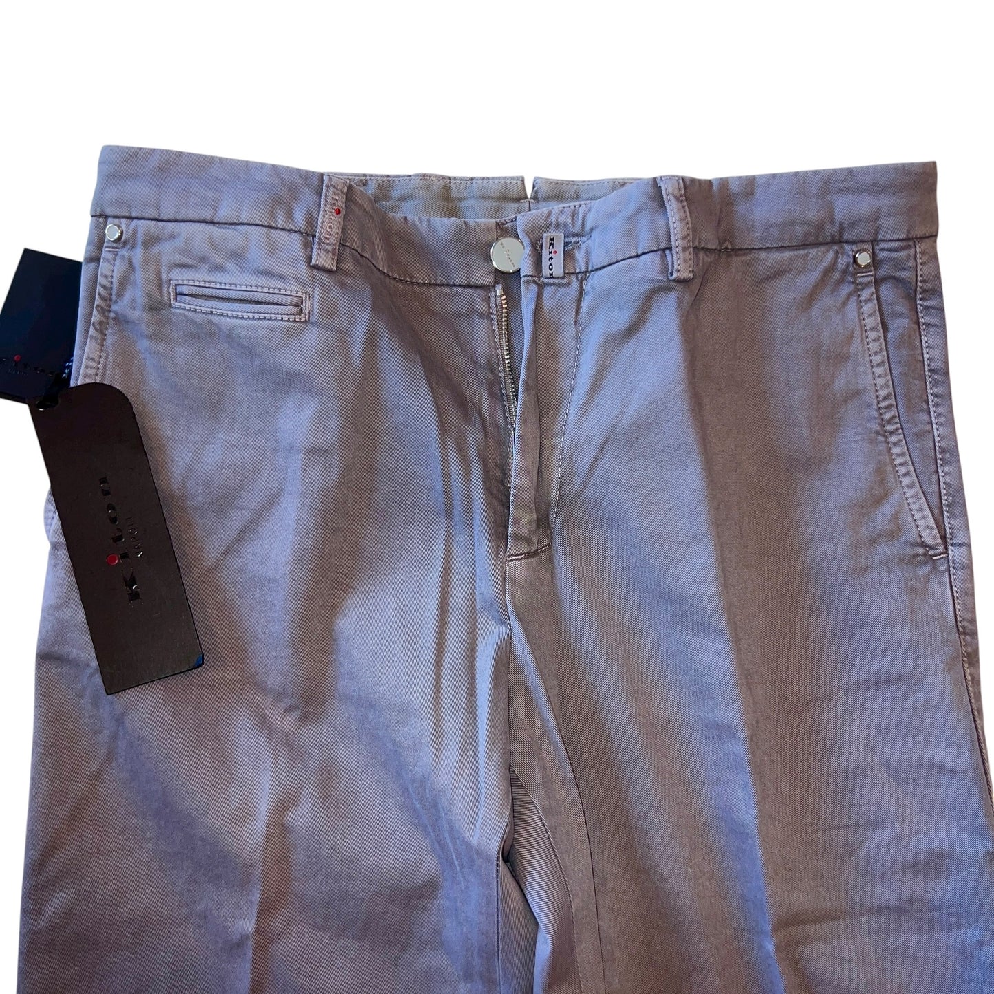 23万 新品 Kiton 総手縫い 妙味 アッシュド紫グレー チノパンツ 32
