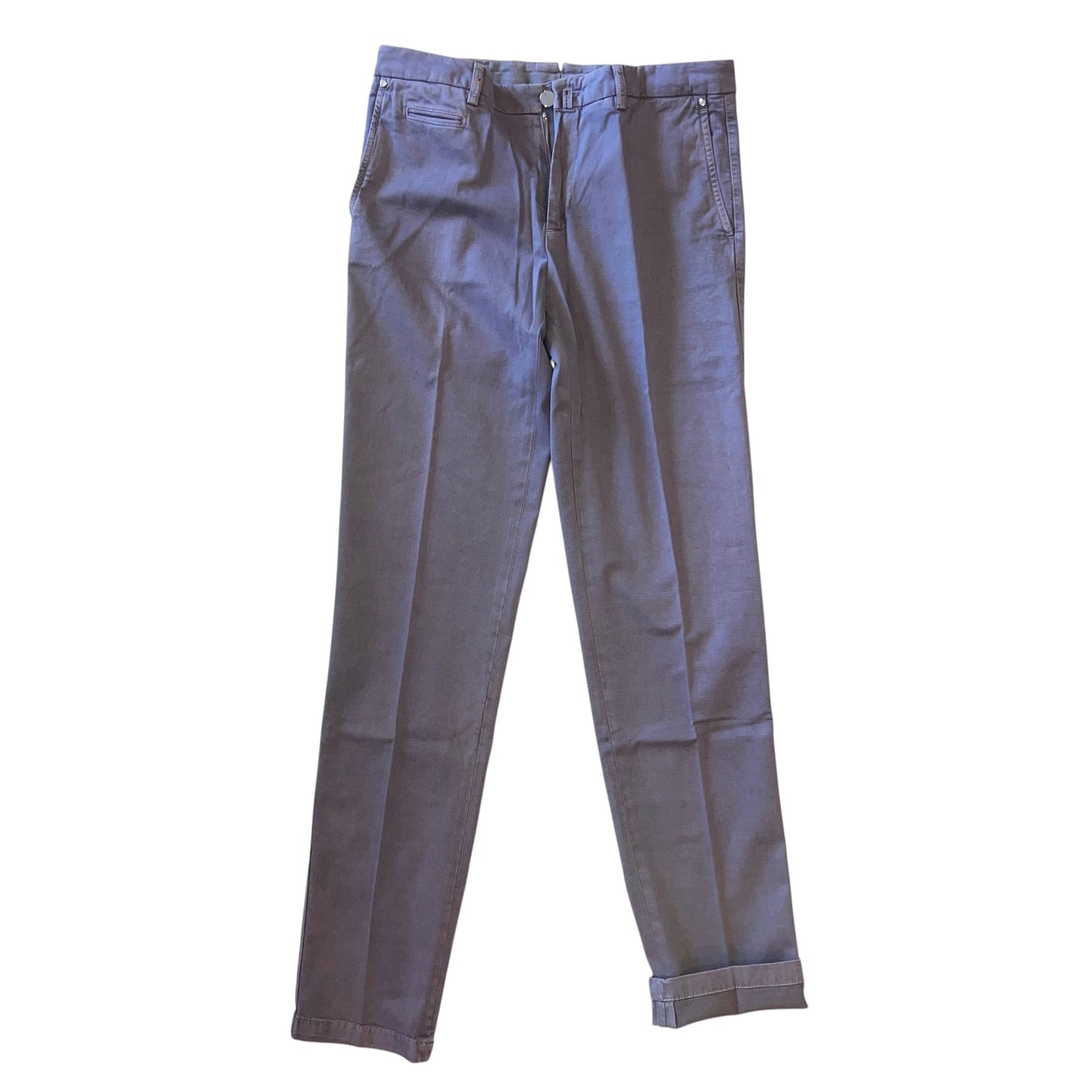 23万 新品 Kiton 総手縫い 妙味 アッシュド紫グレー チノパンツ 32