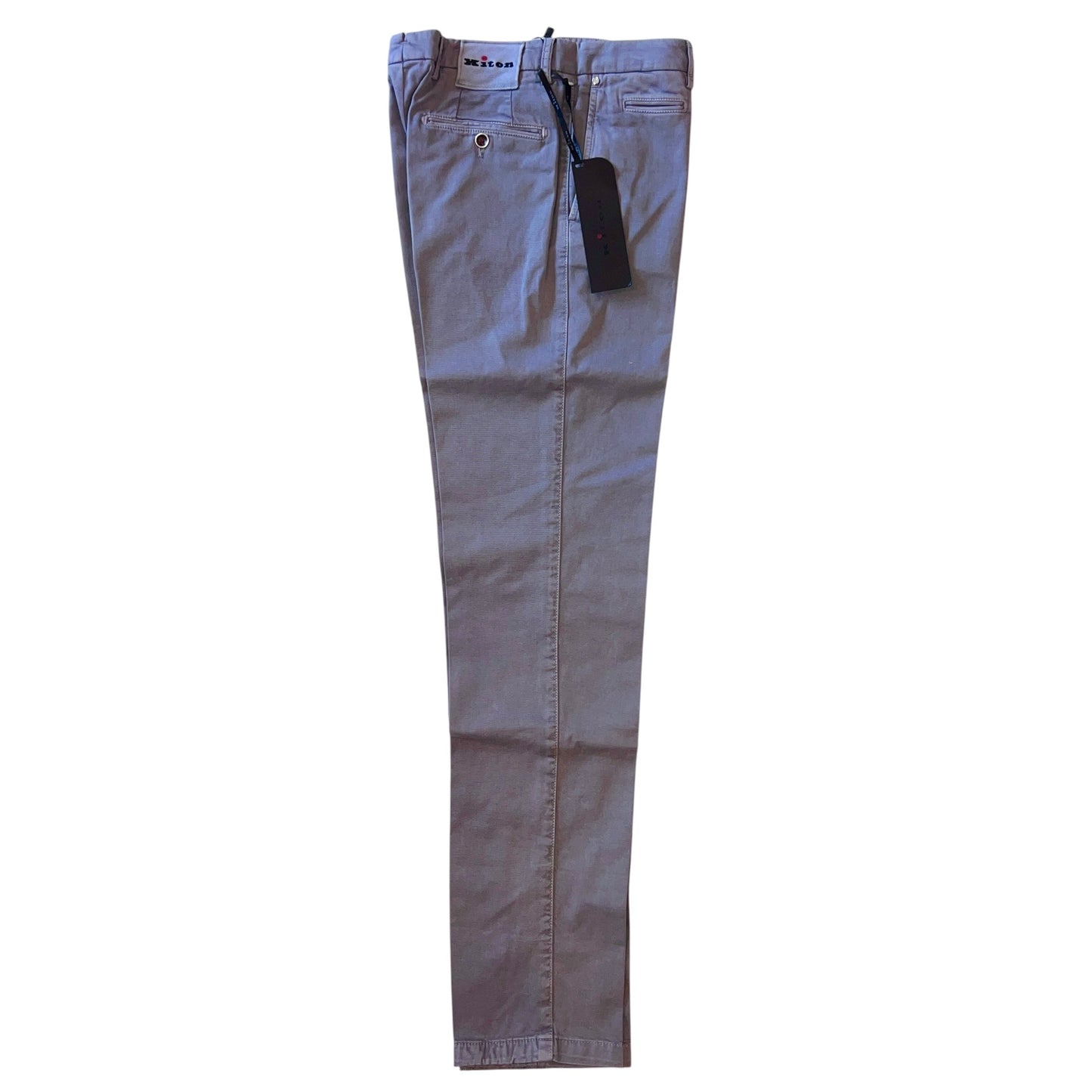 23万 新品 Kiton 総手縫い 妙味 アッシュド紫グレー チノパンツ 32