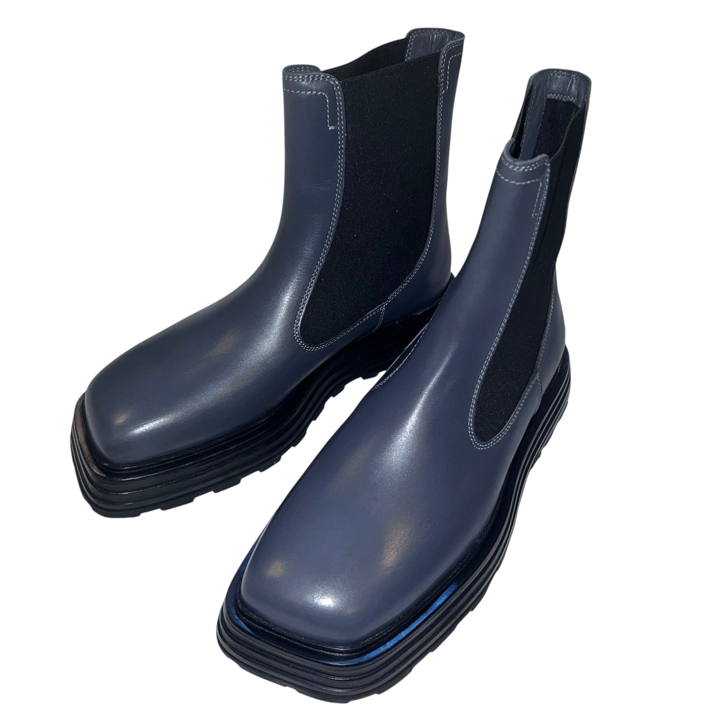 45万 新品◆JIL SANDER◆スクエアトゥ◇サイドゴアブーツ◇紺グレー