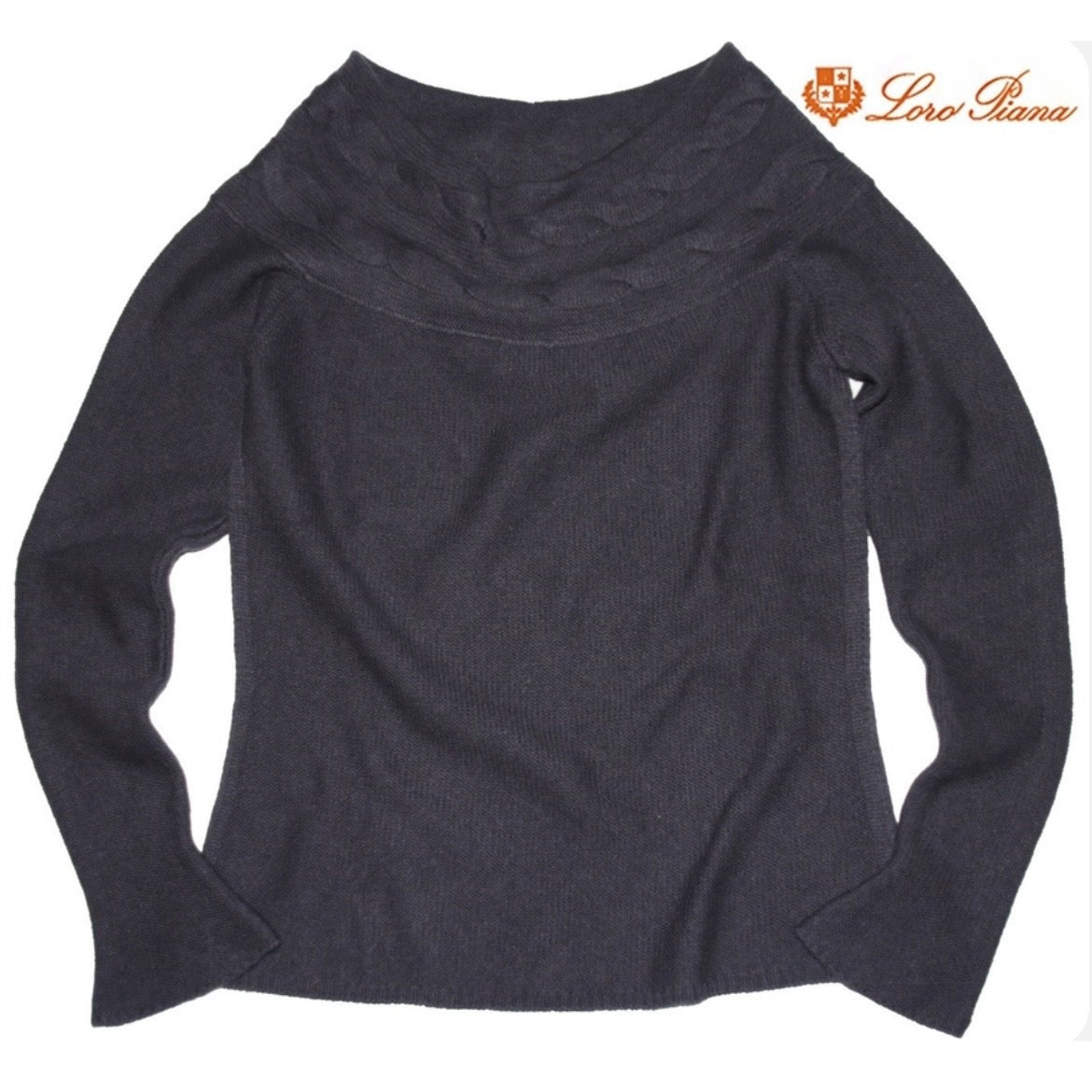48万 新品◆Loro Piana◆稀少!ベビーカシミア100%◇ボートネック セーター◇紺グレー