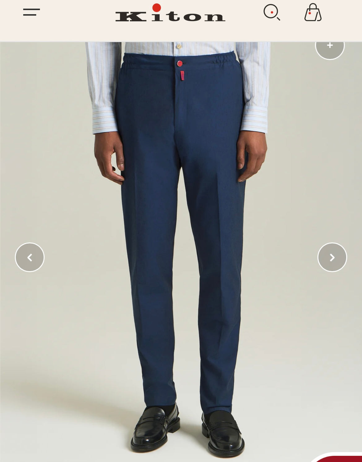 19万 新品 Kiton 総手縫い 洗い ダークブルー チノ パンツ 32