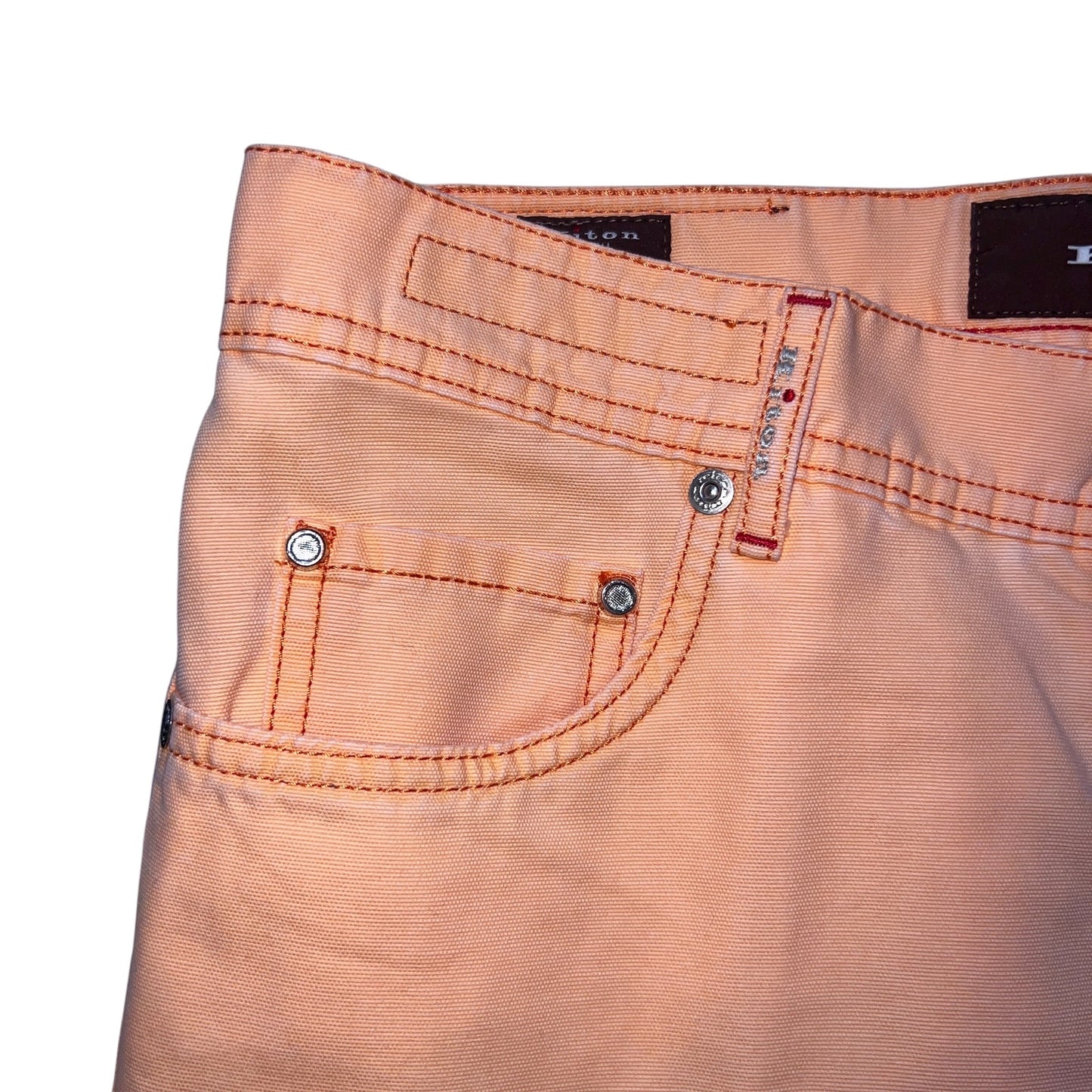 19万 新品 Kiton 総手縫い ダンガリー オレンジ デニム パンツ 32
