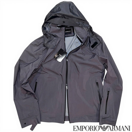 13万 新品 E.ARMANI ウインドジャケット フード収納可 グレー 54